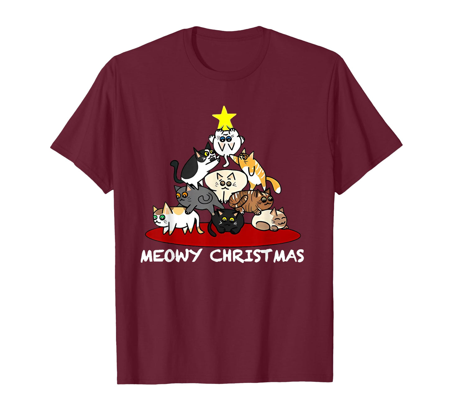 Funny Meowy Christmas Cat Tree for Animals Lovers T-Shirt