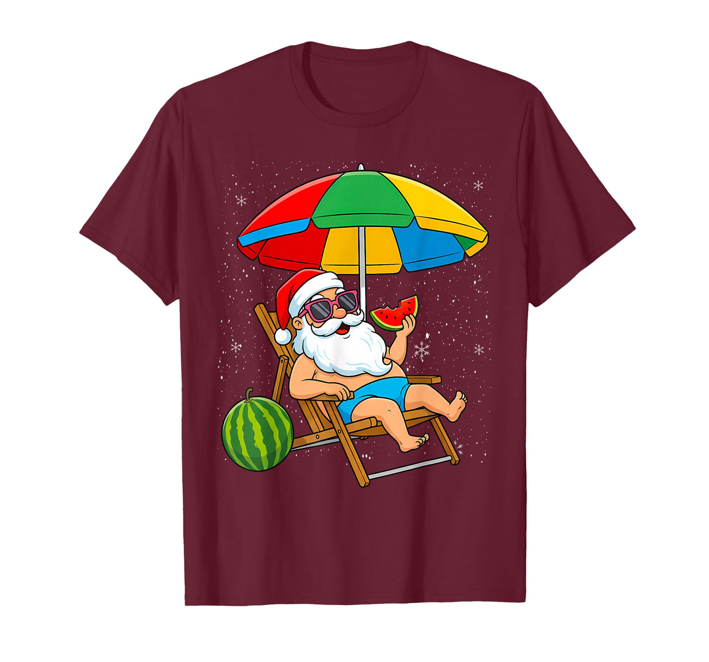 Watermelon Funny Santa Christmas in July Hawaiian Xmas T-Shirt