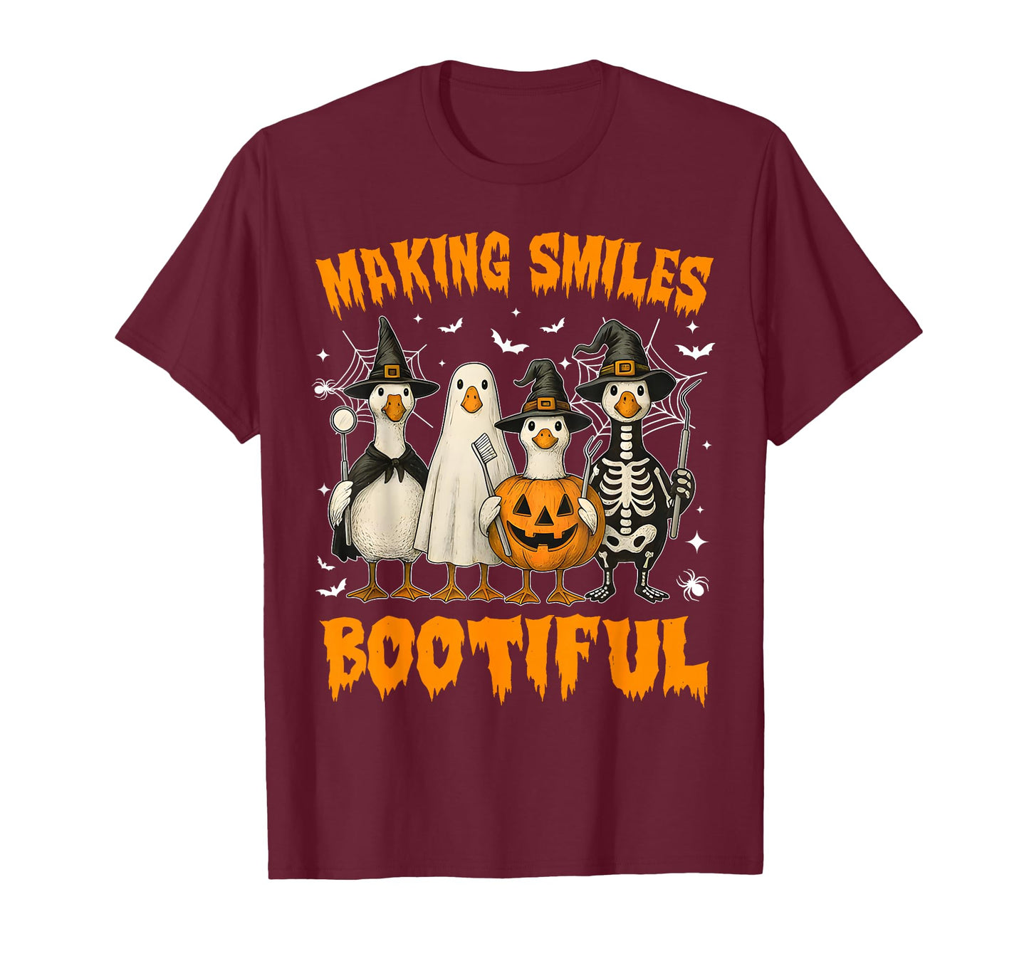 Making Smiles Bootiful Boo Ghost Goose Halloween Dental Crew T-Shirt