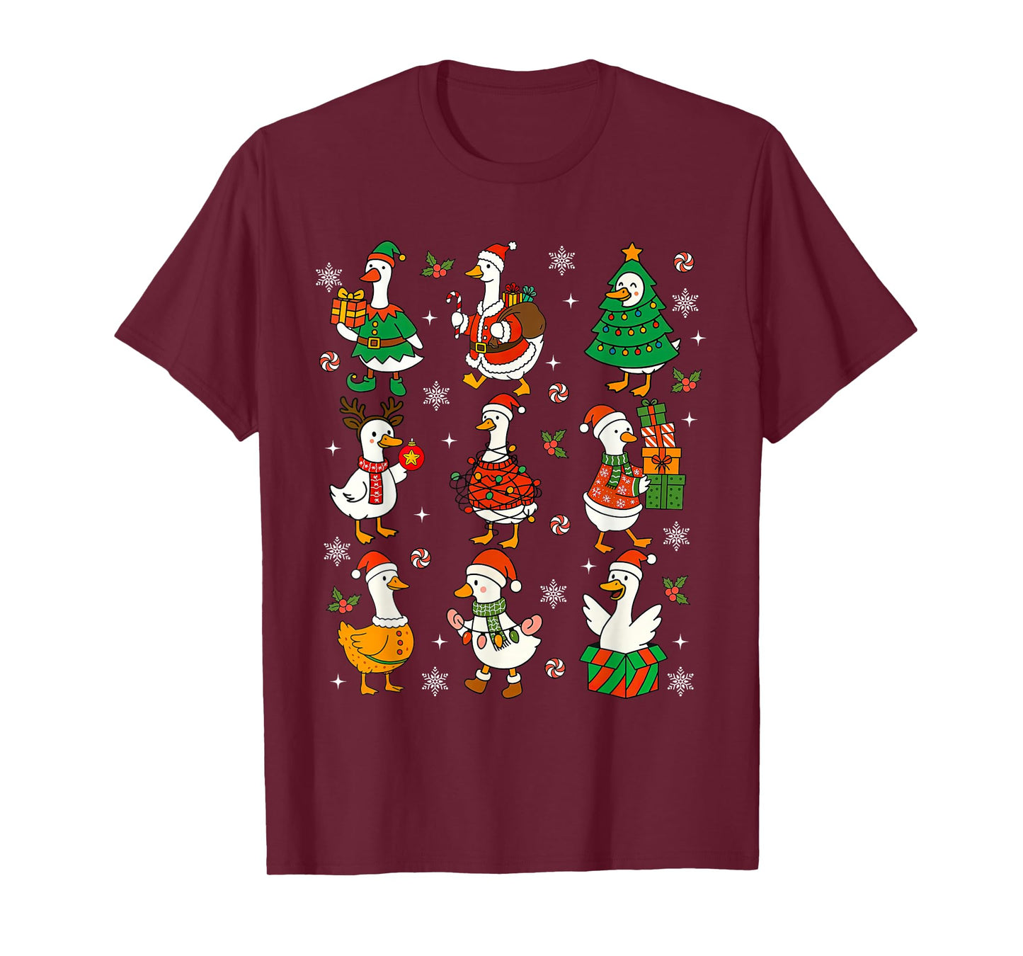 Retro Silly Goose Santa Cute Merry Christmas Tis The Season T-Shirt
