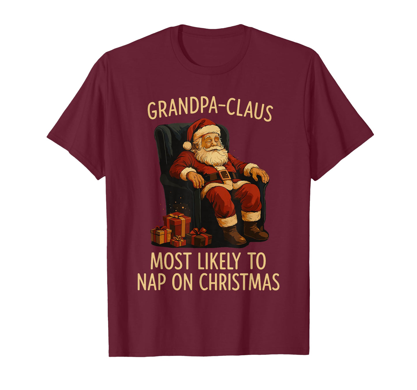 Most Likely to Nap on Christmas Shirt Men Xmas Grandpa Claus T-Shirt
