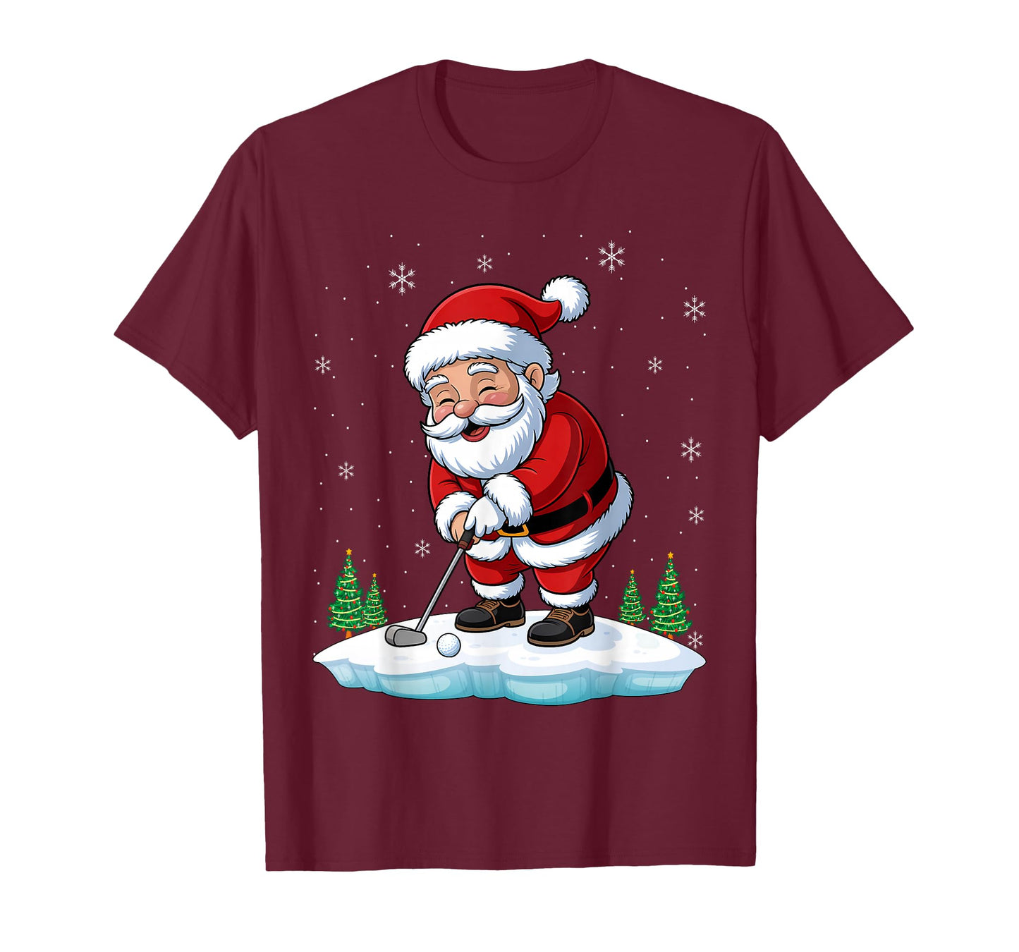 Christmas Golf Santa Claus Swing Funny T-Shirt