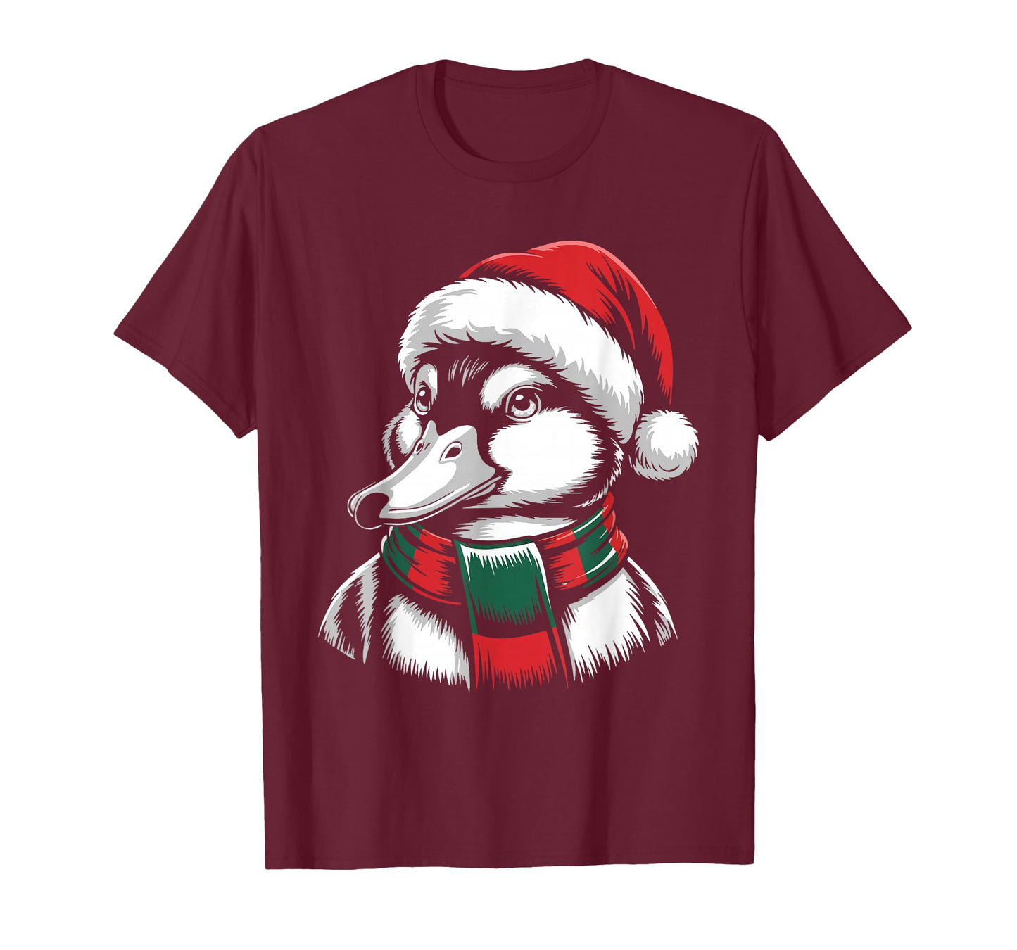 Mallard Bird Xmas Santa Hat Scarf Christmas Costume T-Shirt