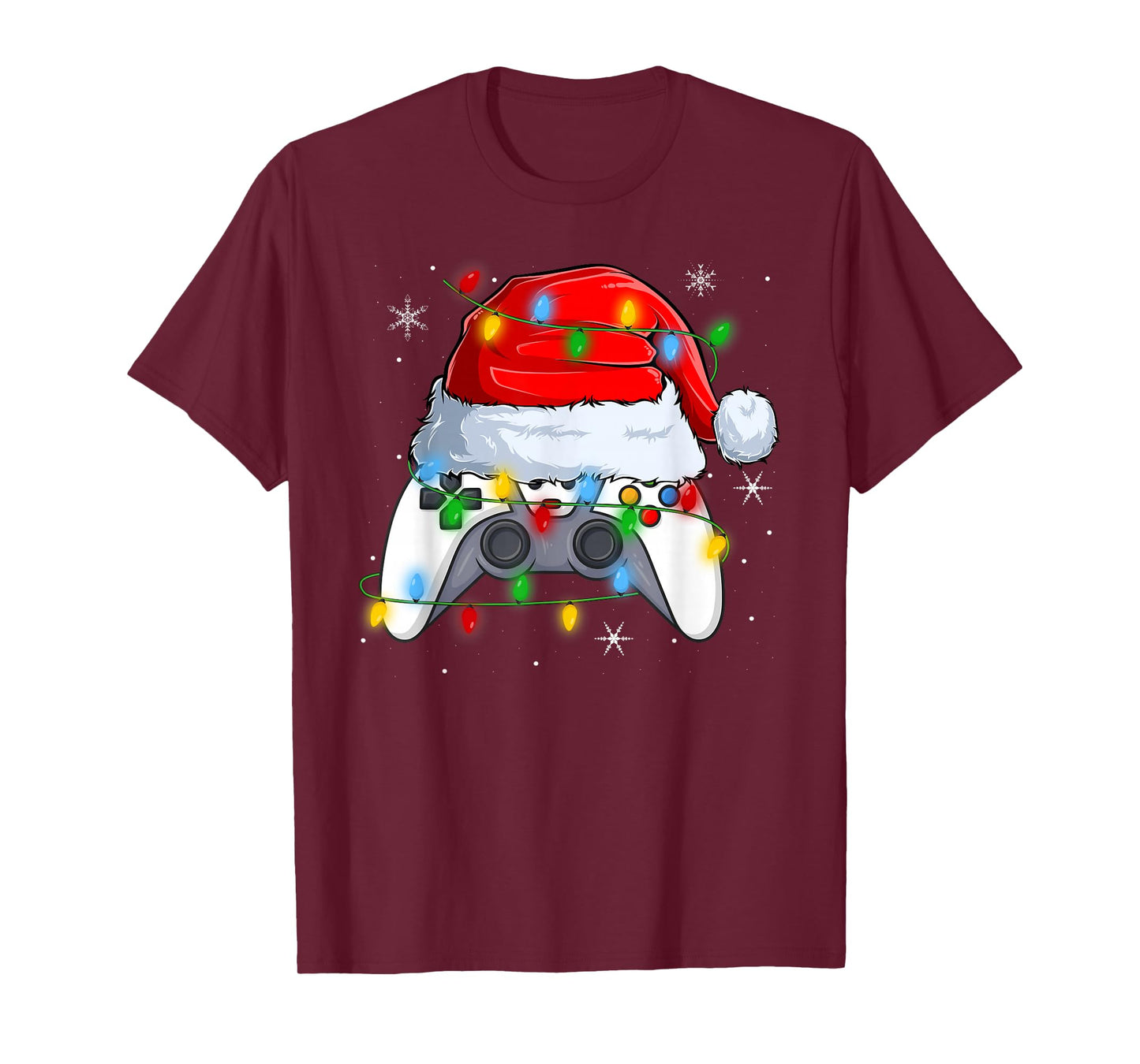 Video Game Controller Christmas Lights Gamer Boys Girls Xmas T-Shirt