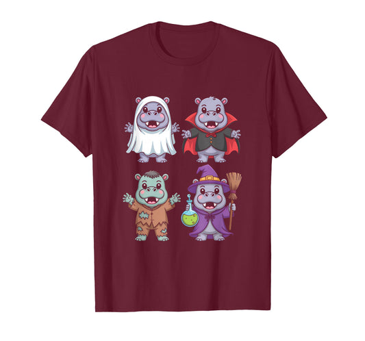 Hippo Ghost Witch Zombie Halloween Costume T-Shirt