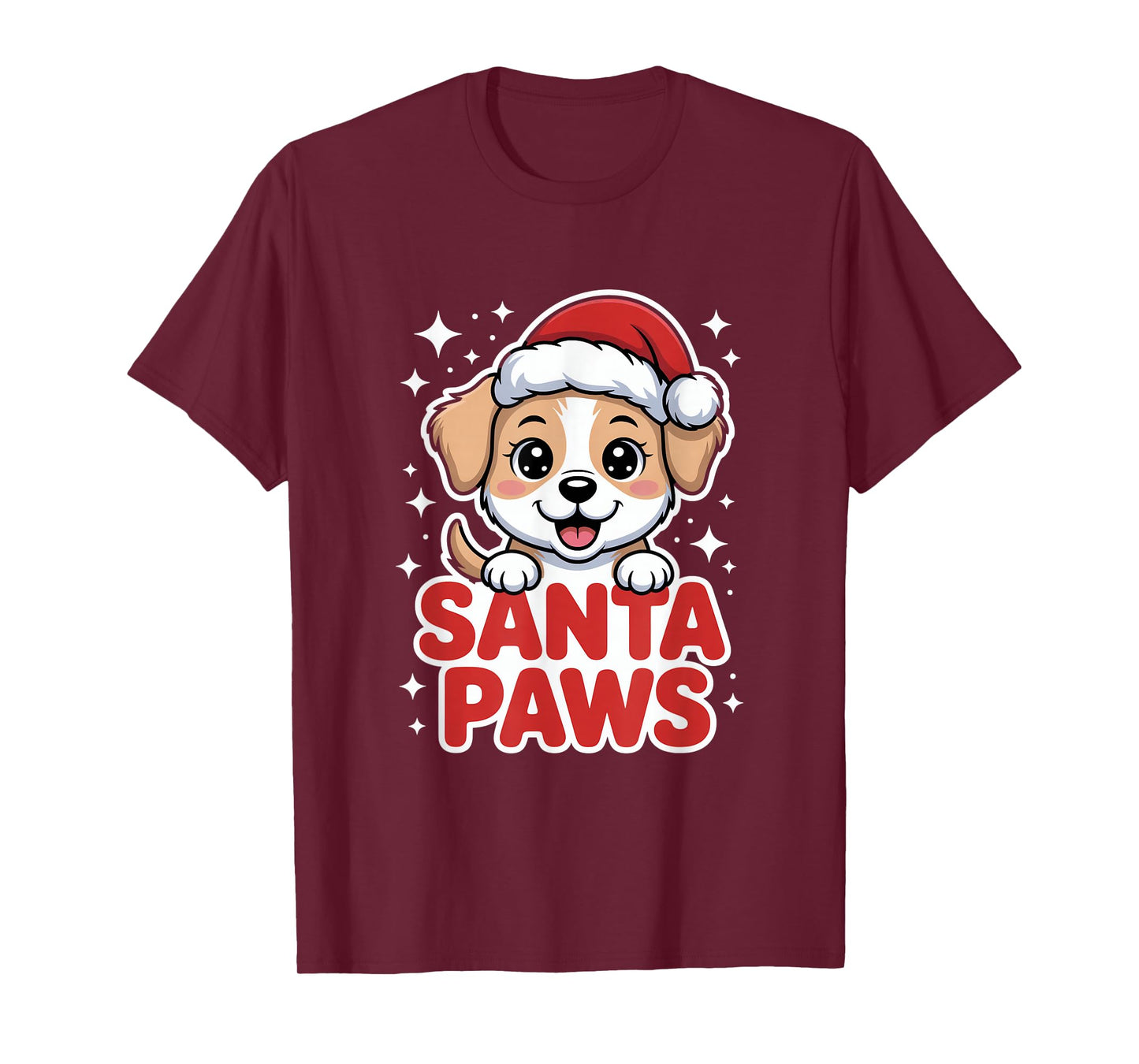 Santa Paws Cute Puppy in Santa Hat Christmas Dog T-Shirt