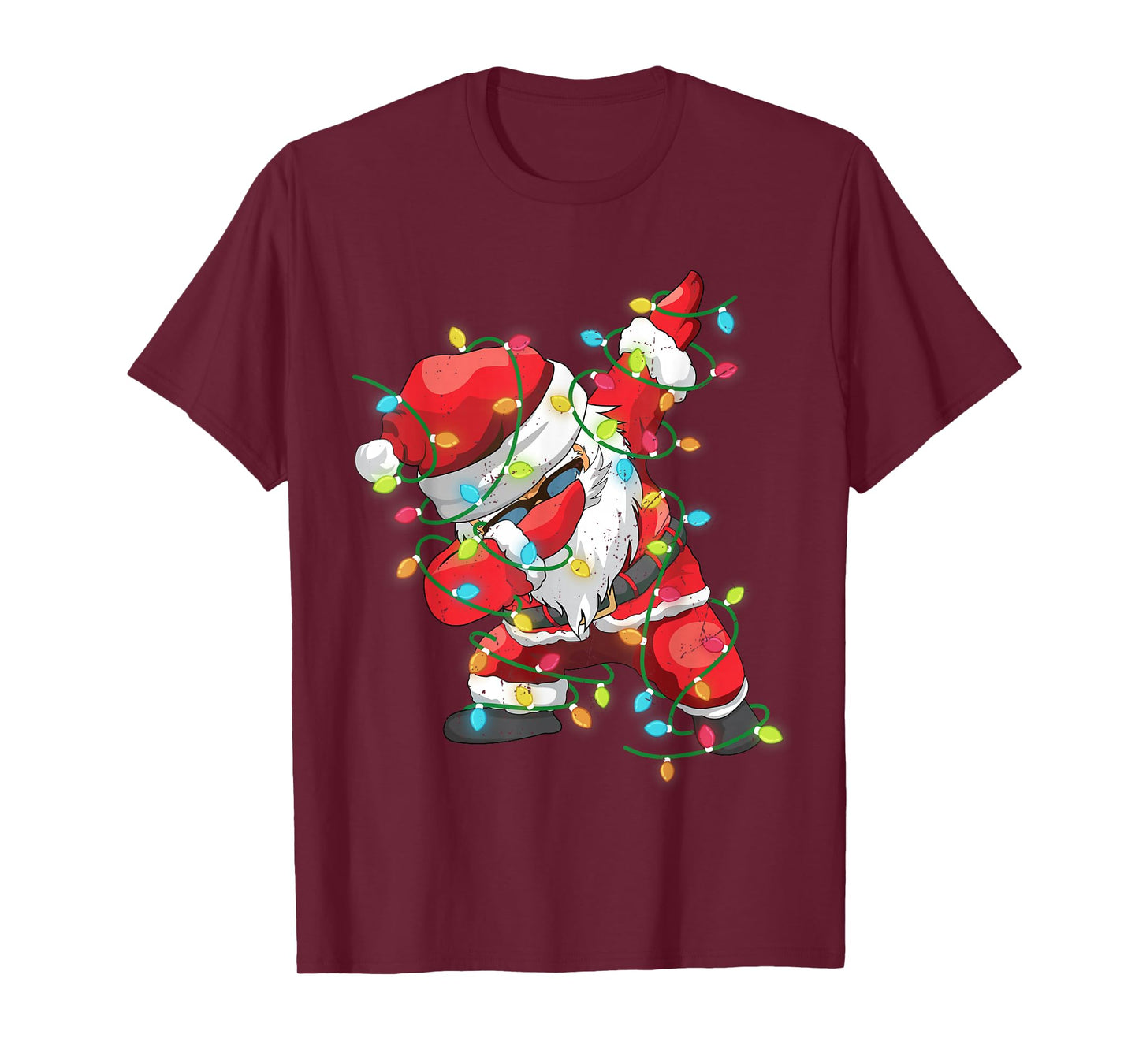 Christmas Dabbing Santa Xmas Lights Girls Boys Teens Kids T-Shirt