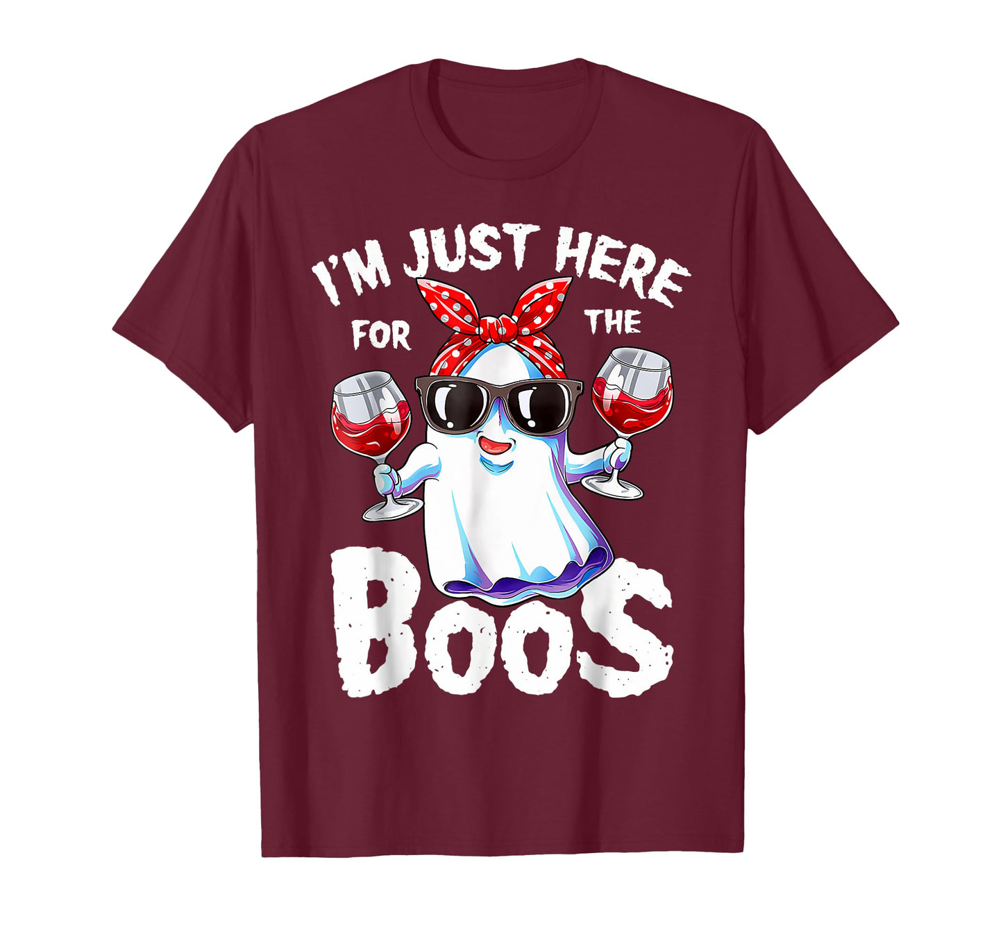 I'm Just Here for The Boos Halloween Women Ghost Cute Funny T-Shirt