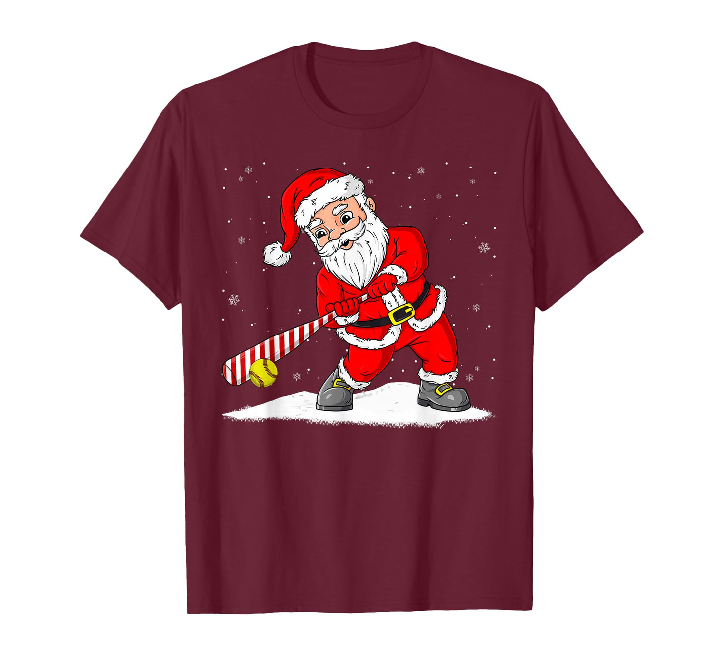 Santa Claus Playing Softball Merry Christmas Pajama Boys Men T-Shirt