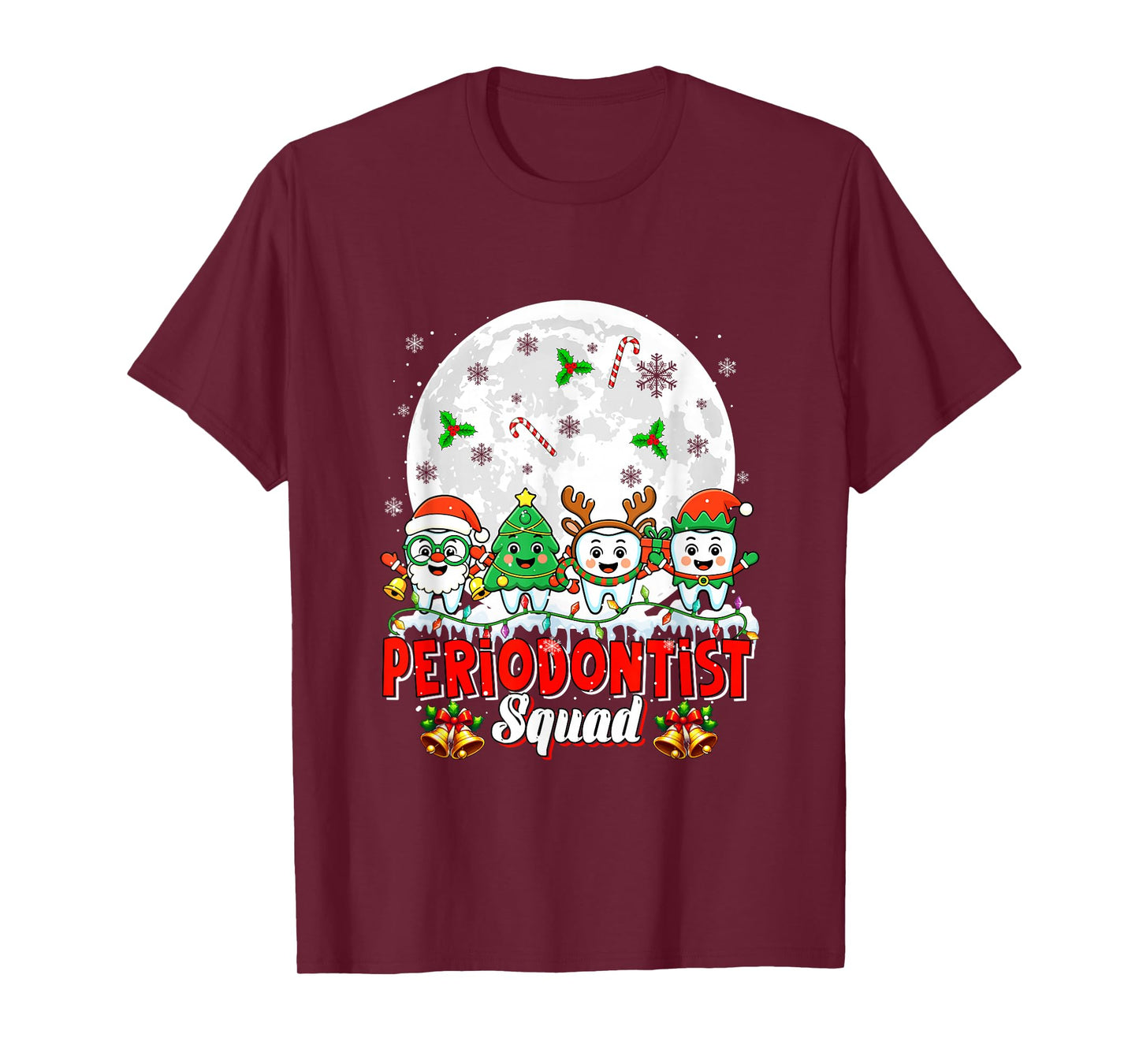 Periodontist Squad Santa Reindeer Xmas Tree Teeth Dentist T-Shirt
