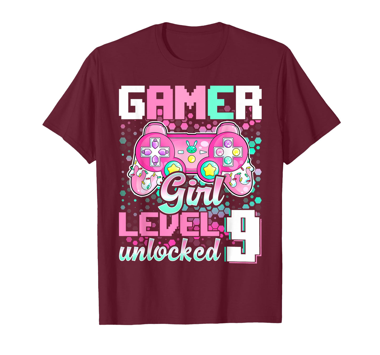 9th Birthday Gift Gamer Girl Level 9 Unlocked Video Game T-Shirt