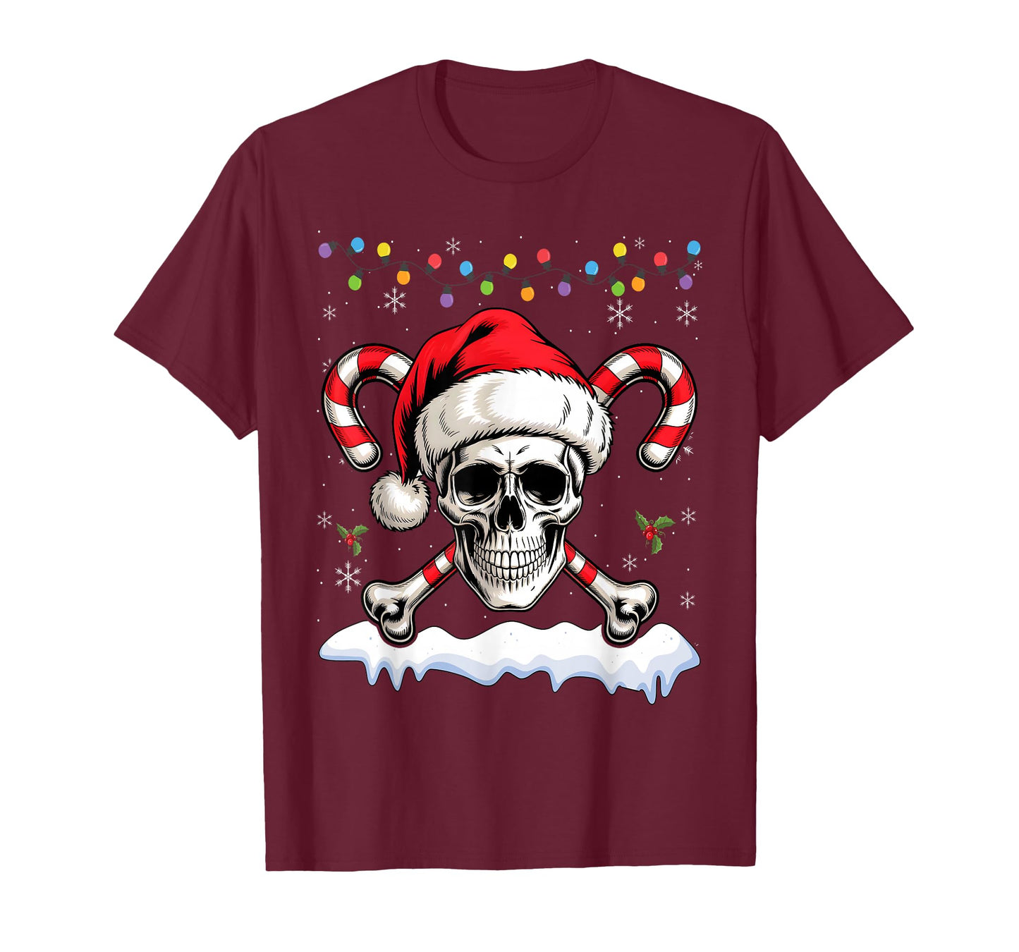 Pirate Christmas Jolly Roger Santa Hat T-Shirt