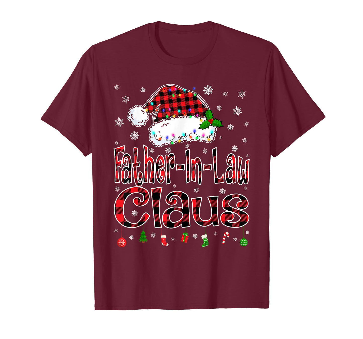 Father-in-Law Claus Christmas Lights Xmas Pajama Family Tees T-Shirt