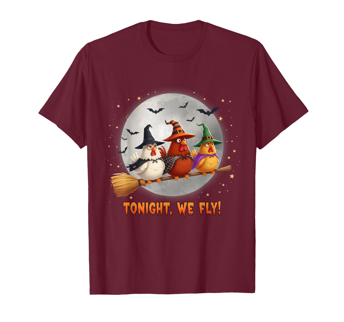 Tonight We Fly Funny Chicken Witch Spooky Season Farm Ghost T-Shirt