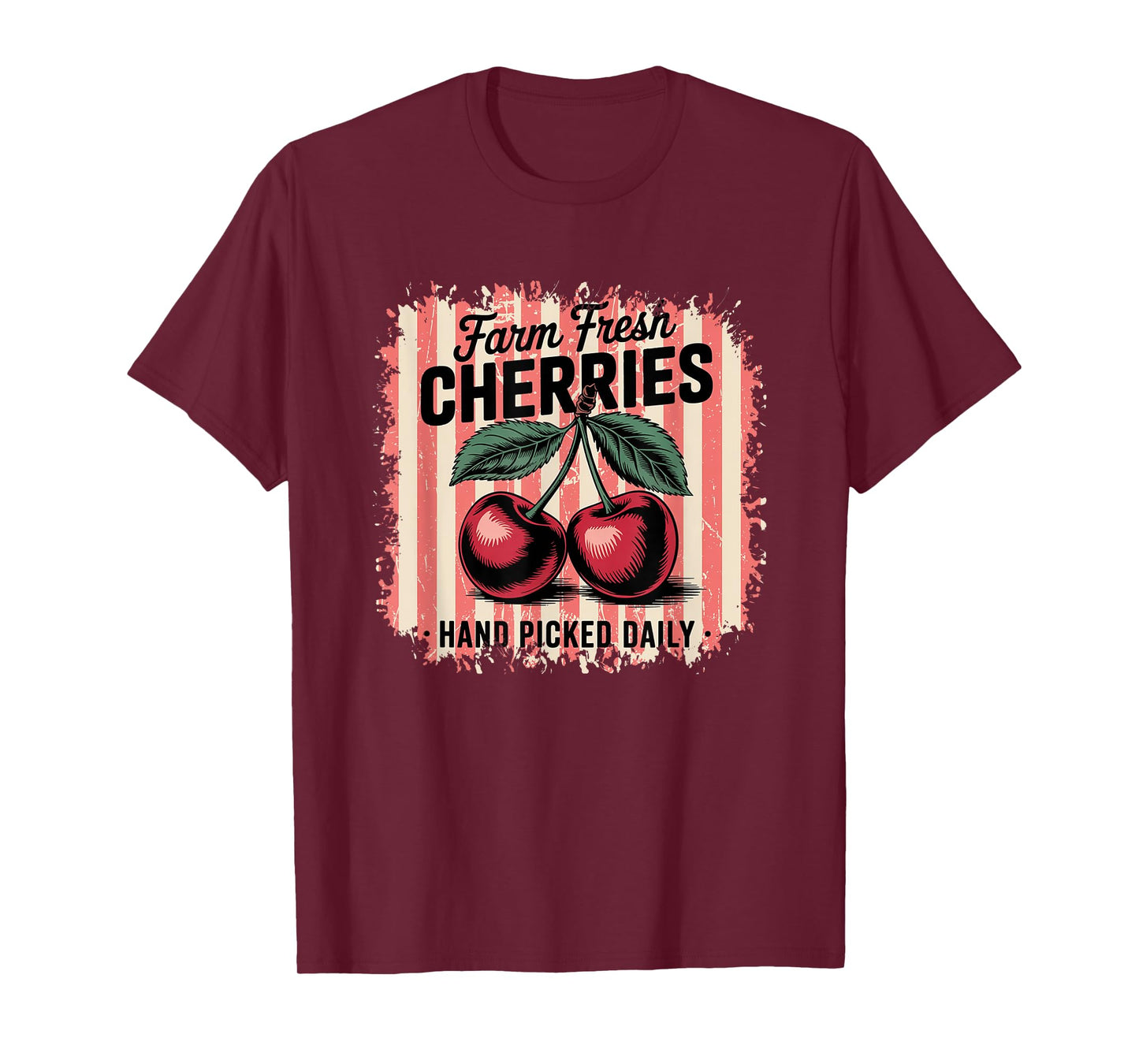 Farm Fresh Cherries Hand Picked Daily Nostalgic Design T-Shirt
