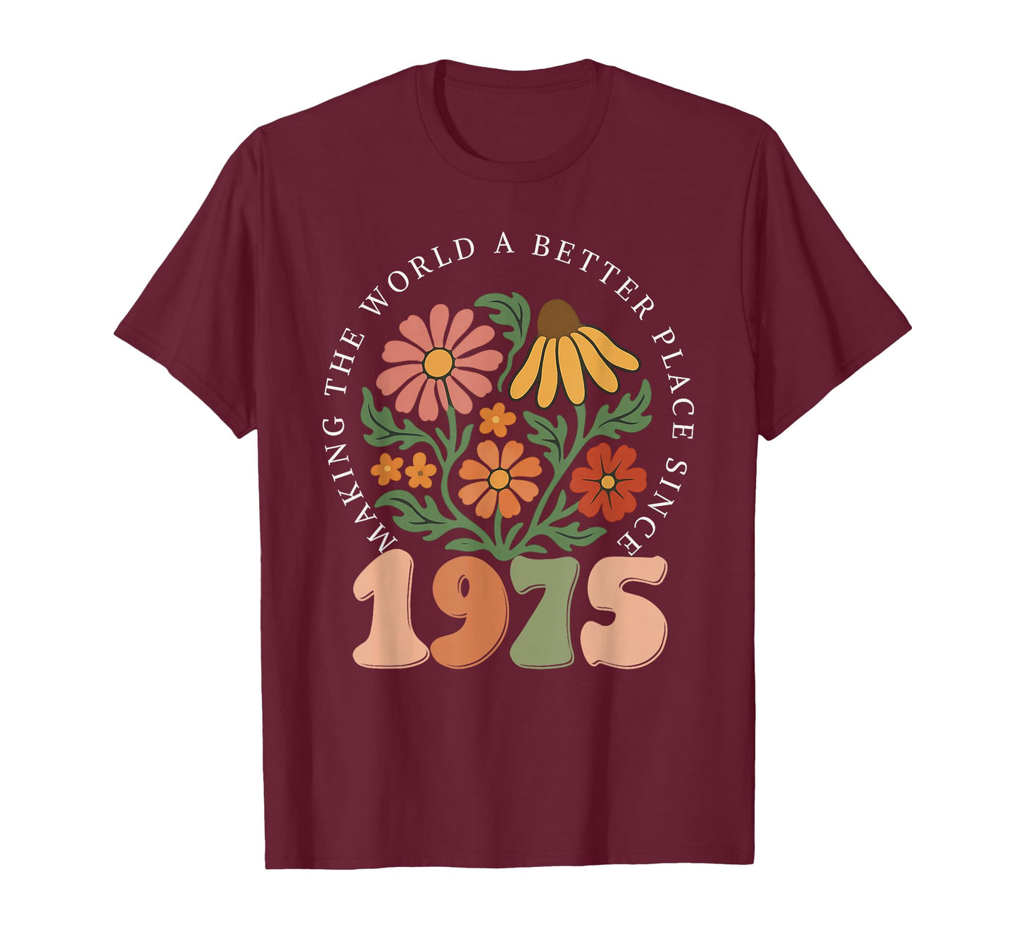 50 Years Old Vintage 1975 50th Birthday Tee Wildflower Women T-Shirt