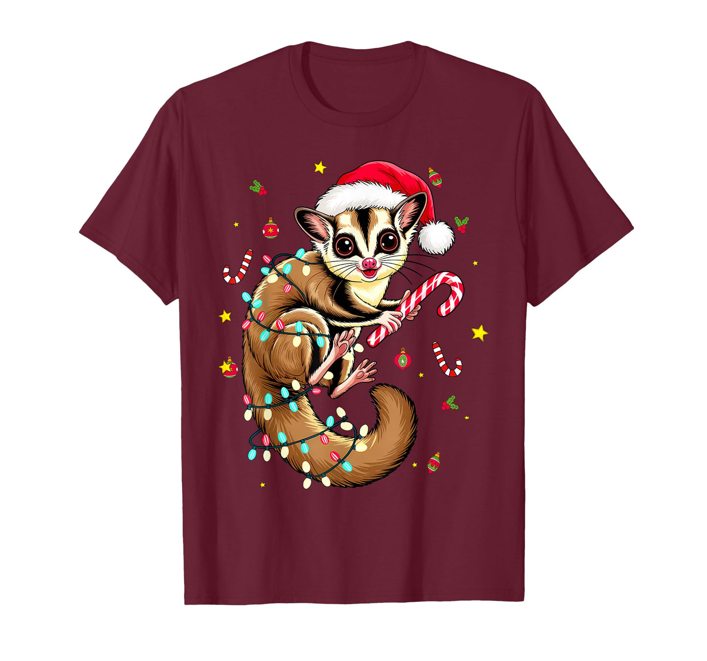 Christmas Sugar Glider Santa Hat Squirrel Gliding Animal T-Shirt