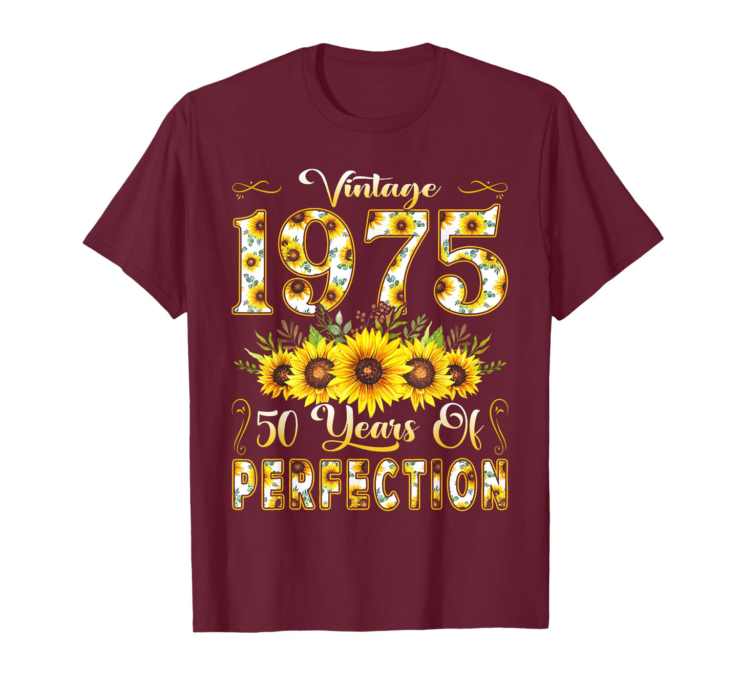 50 Year Old Vintage 1975 Sunflower 50th Birthday Girl Women T-Shirt