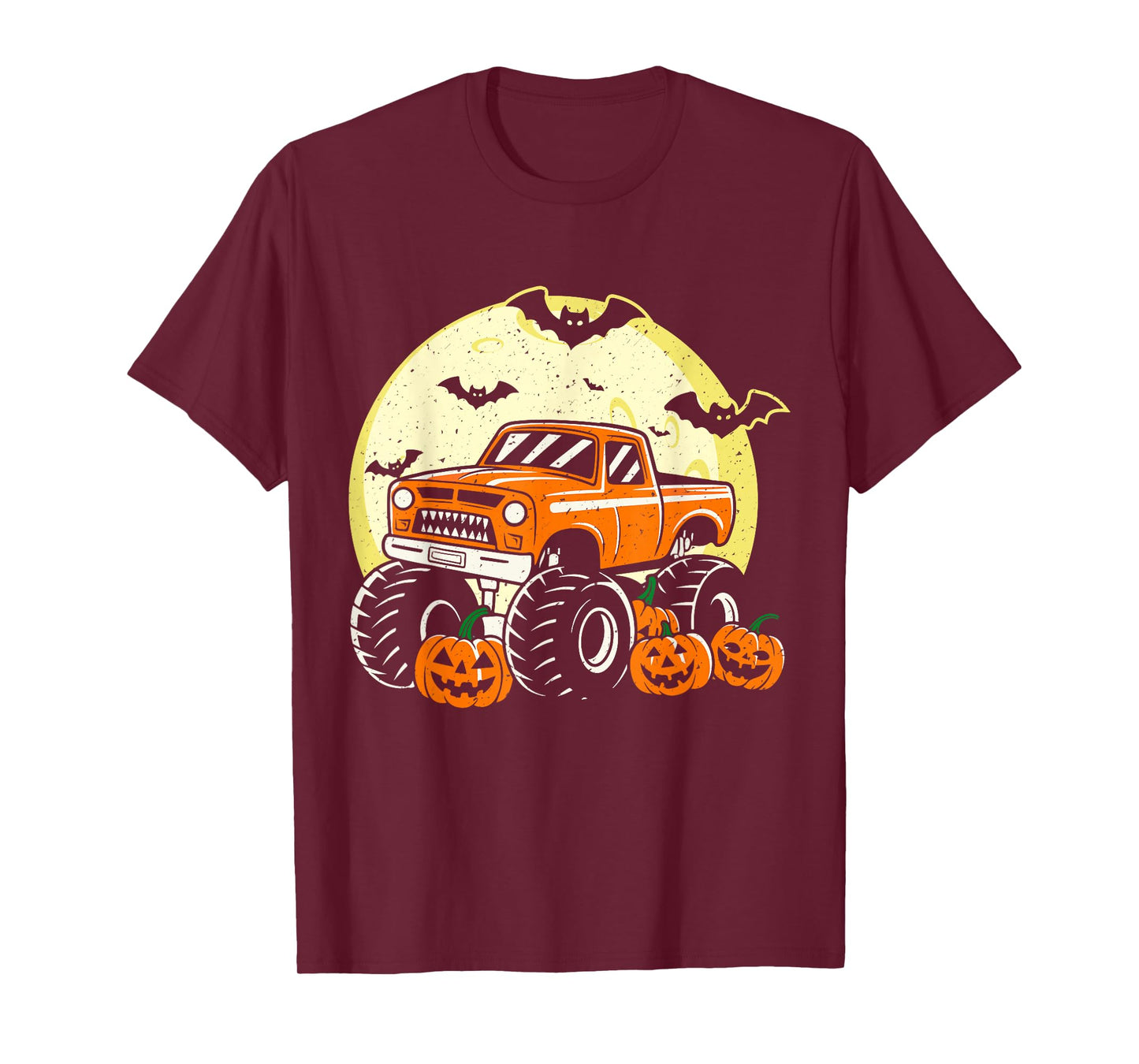 Monster Truck Halloween Jack O Lantern Moon Pumpkin Toddler T-Shirt