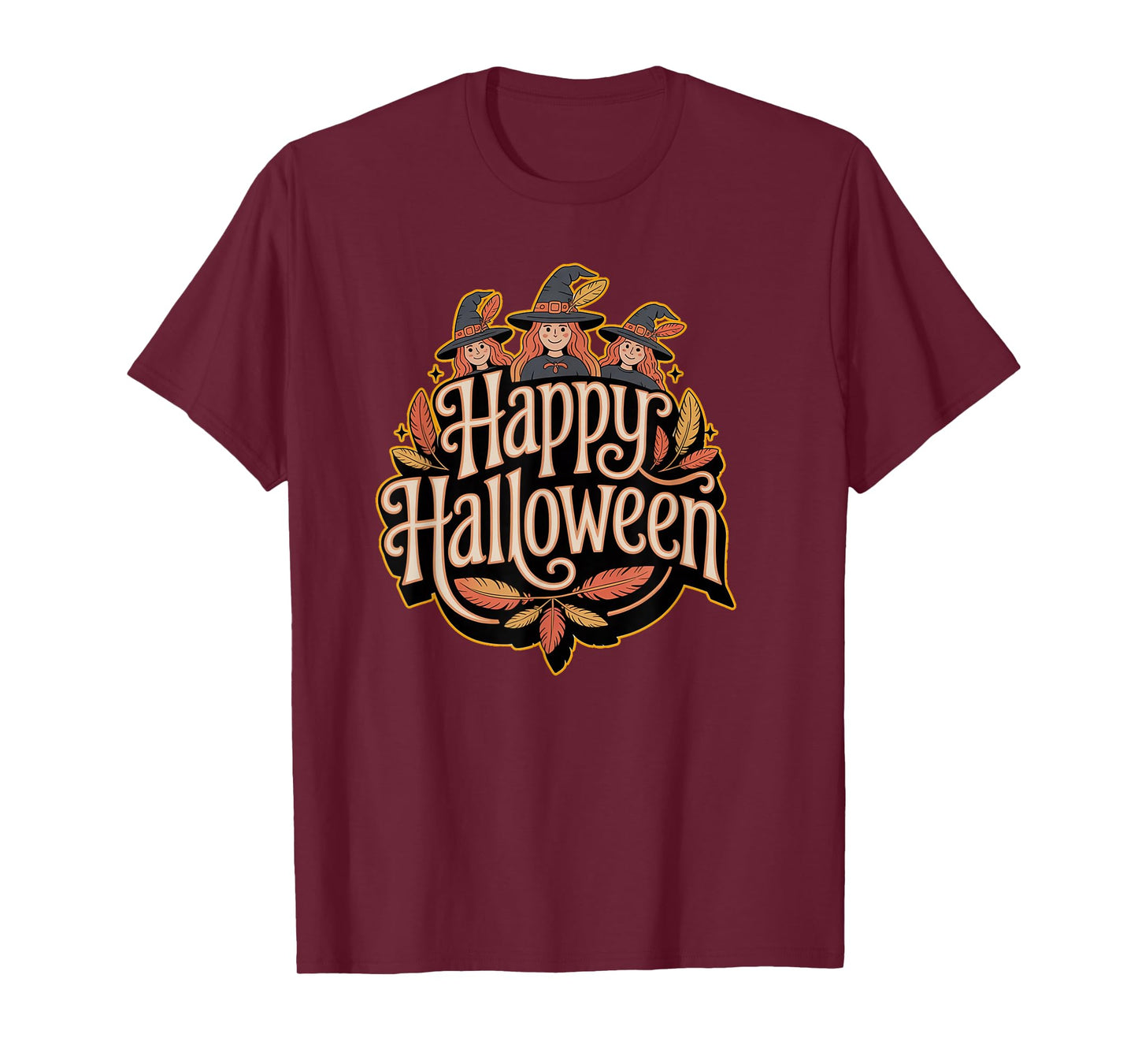 Folk Art Witches Happy Halloween T-Shirt