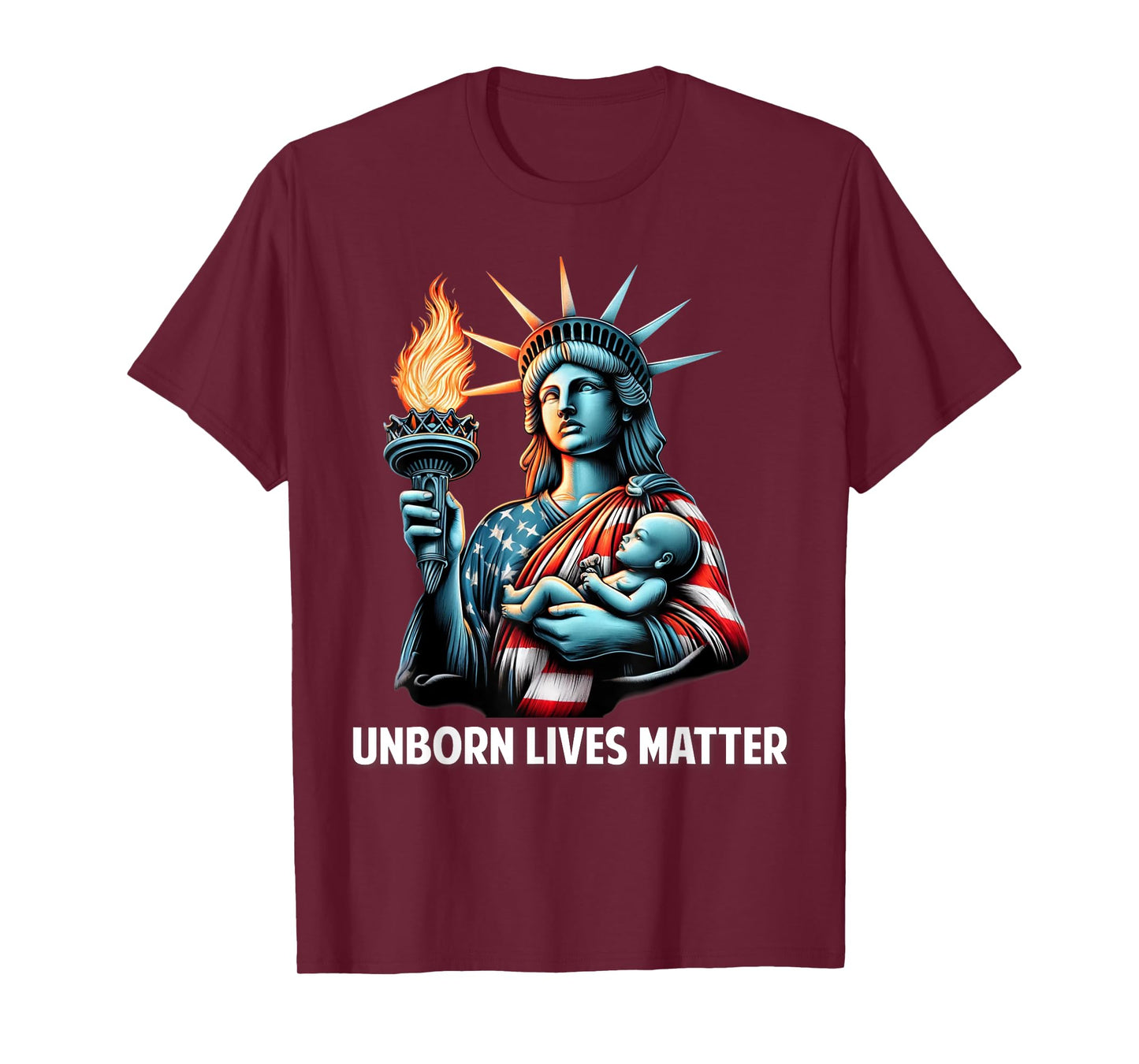 Patriotic American Unborn Lives Matter Pro-Life Catholic T-Shirt for Women Men