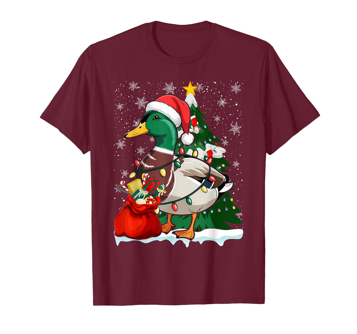 Christmas Duck Winter Holiday Santa T-Shirt