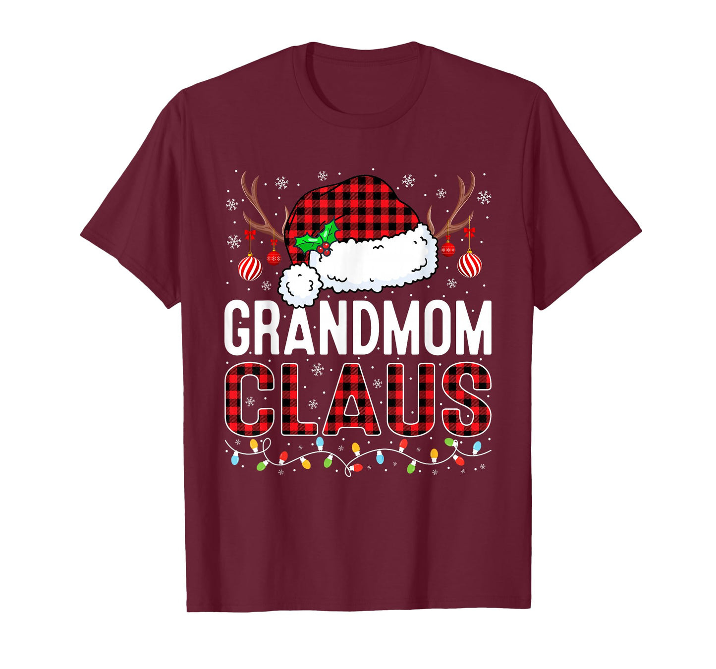 Christmas Lights Grandmom Claus Family Matching Xmas Pajama T-Shirt