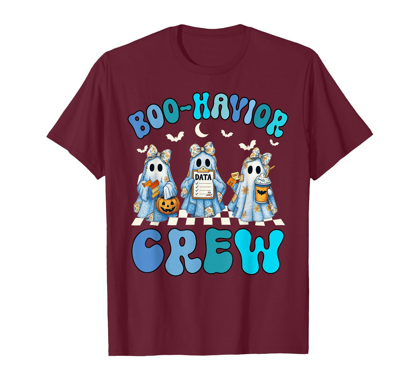 Groovy Boo Havior Crew Behavior Analyst Halloween Blue Denim T-Shirt