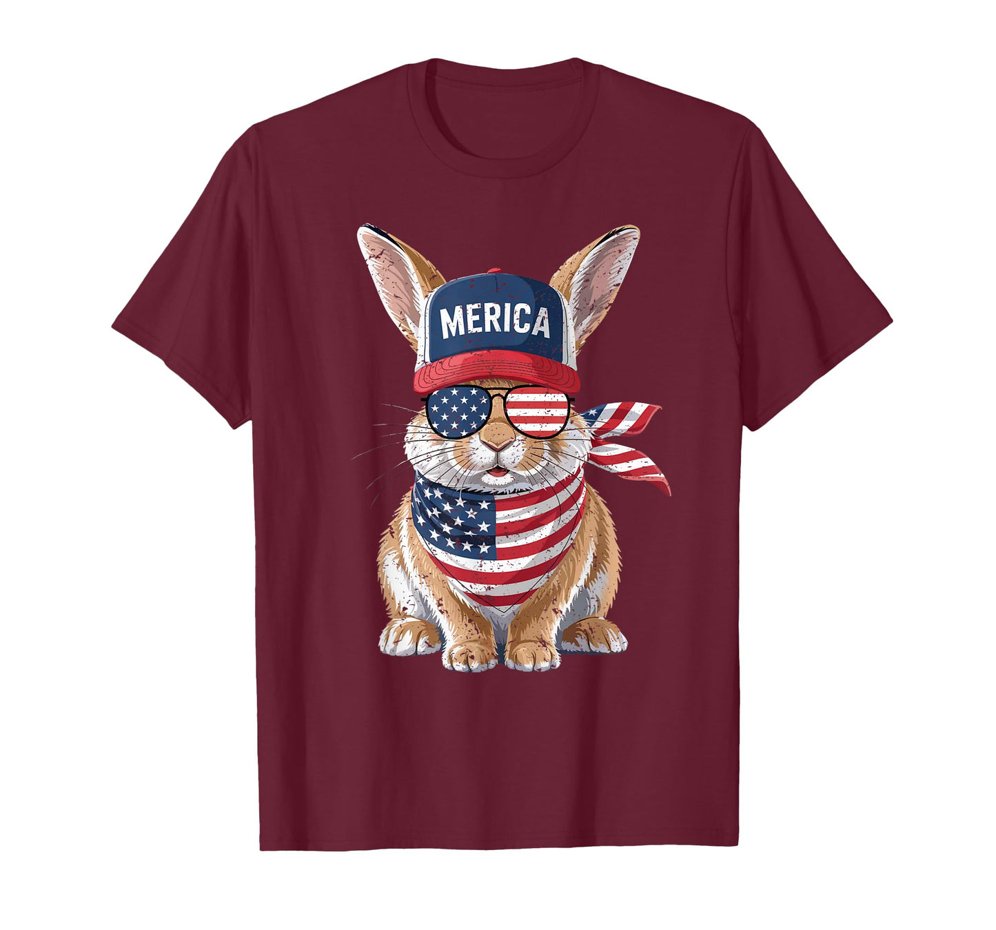 Rabbit 4th of July US American Flag Patriotic Bunny T-Shirt