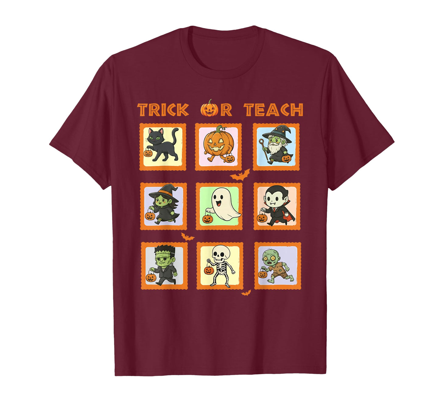 Halloween Teacher Stamps Cute Costumes Trick Or Teach Kids T-Shirt