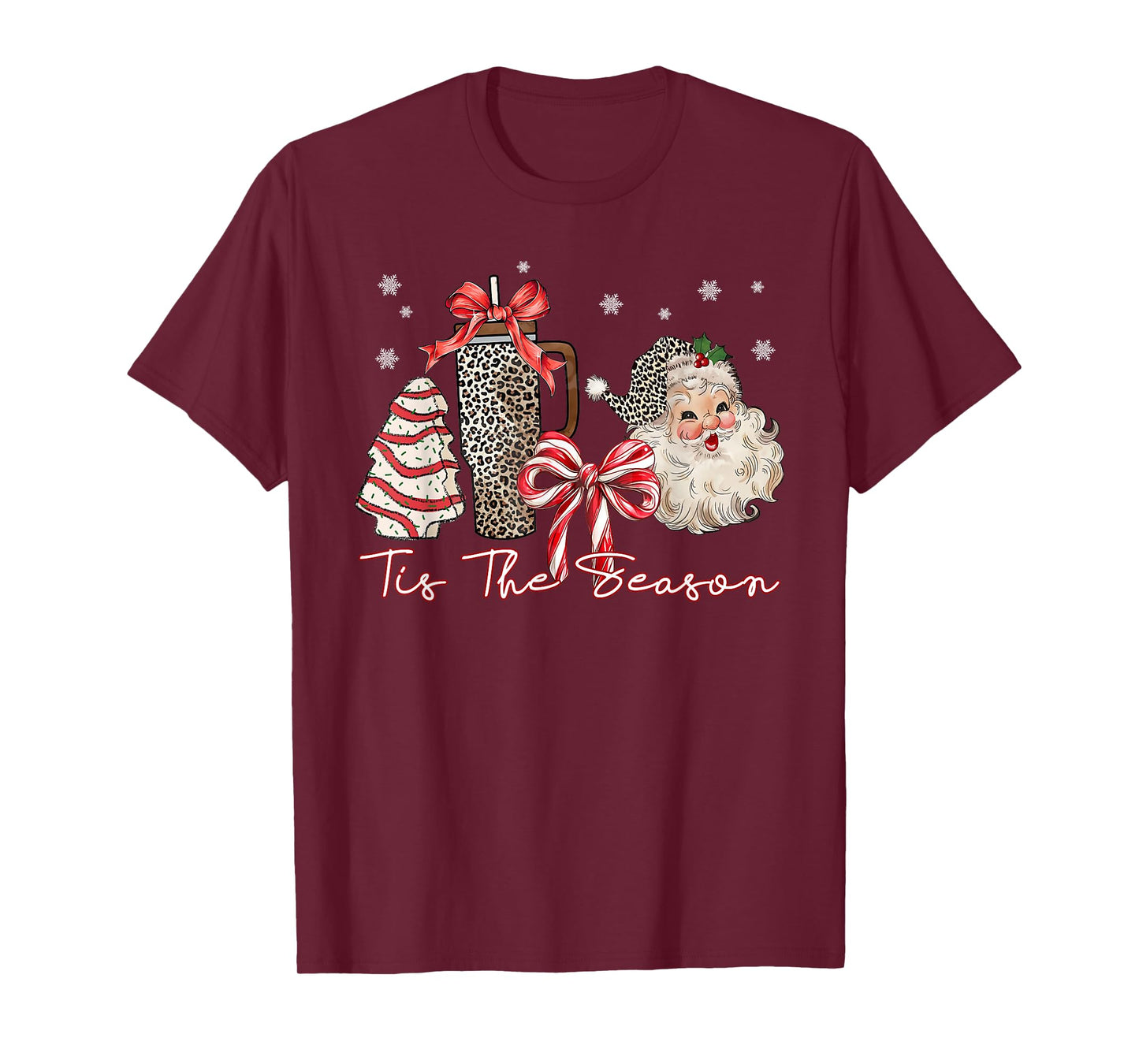 Tis The Season Santa Christmas Coquette Bow Retro Holiday T-Shirt