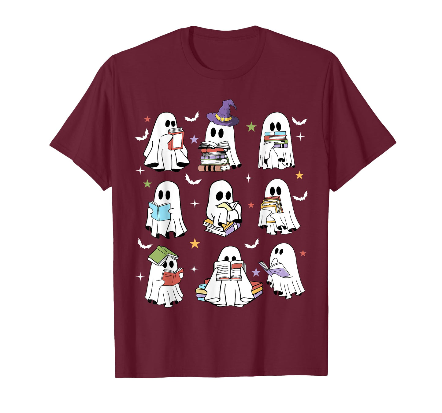 Retro Teacher Halloween Ghost Read More Books Teacher T-Shirt