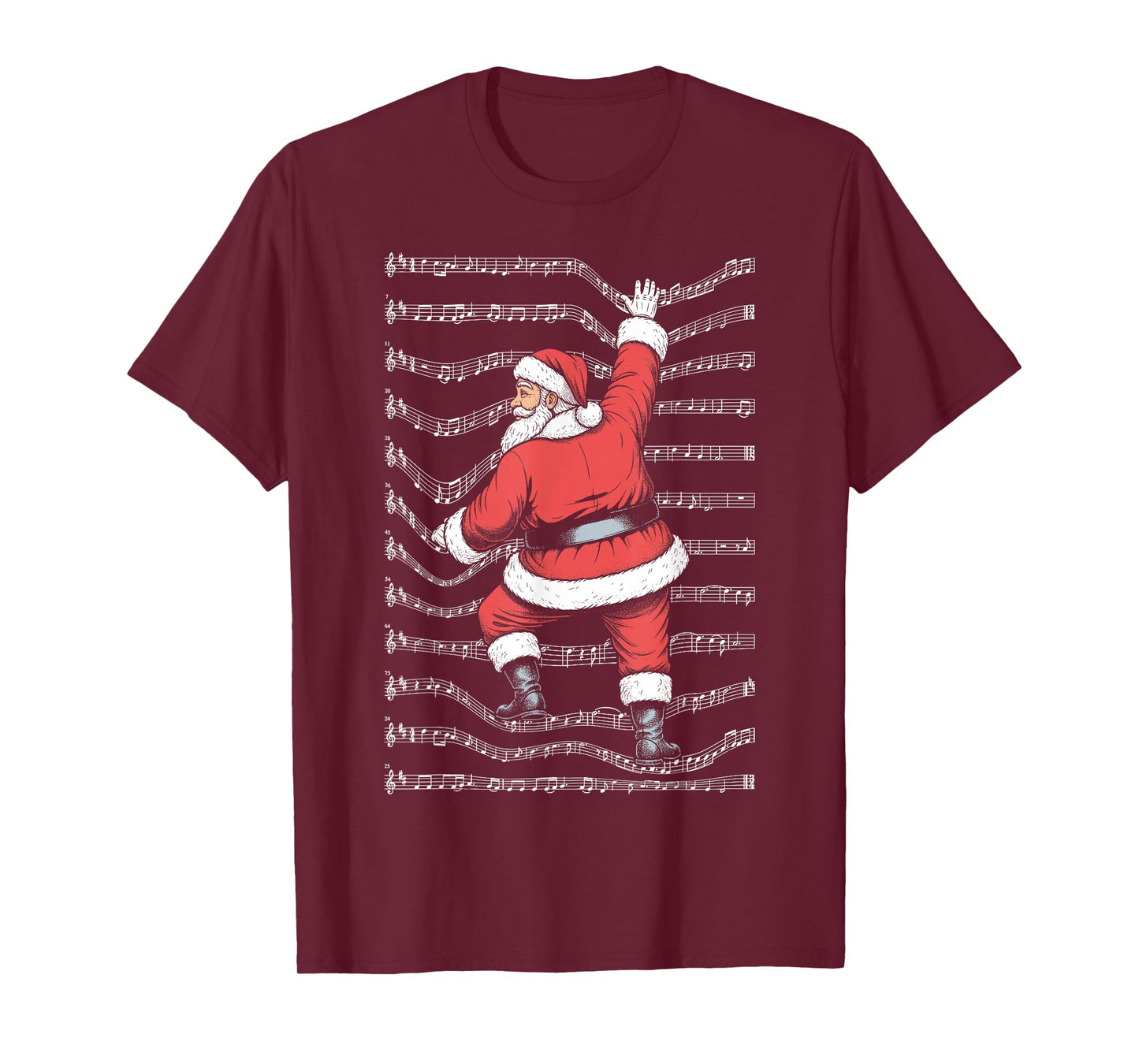 Musician Christmas Funny Santa Claus Climbing Sheet Music T-Shirt