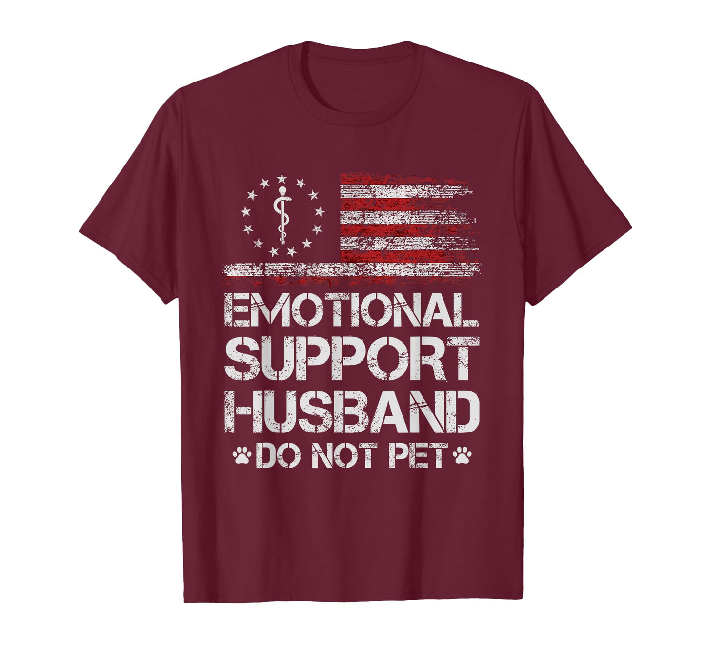 Emotional Support Husband Do Not Pet - Vintage American Flag T-Shirt