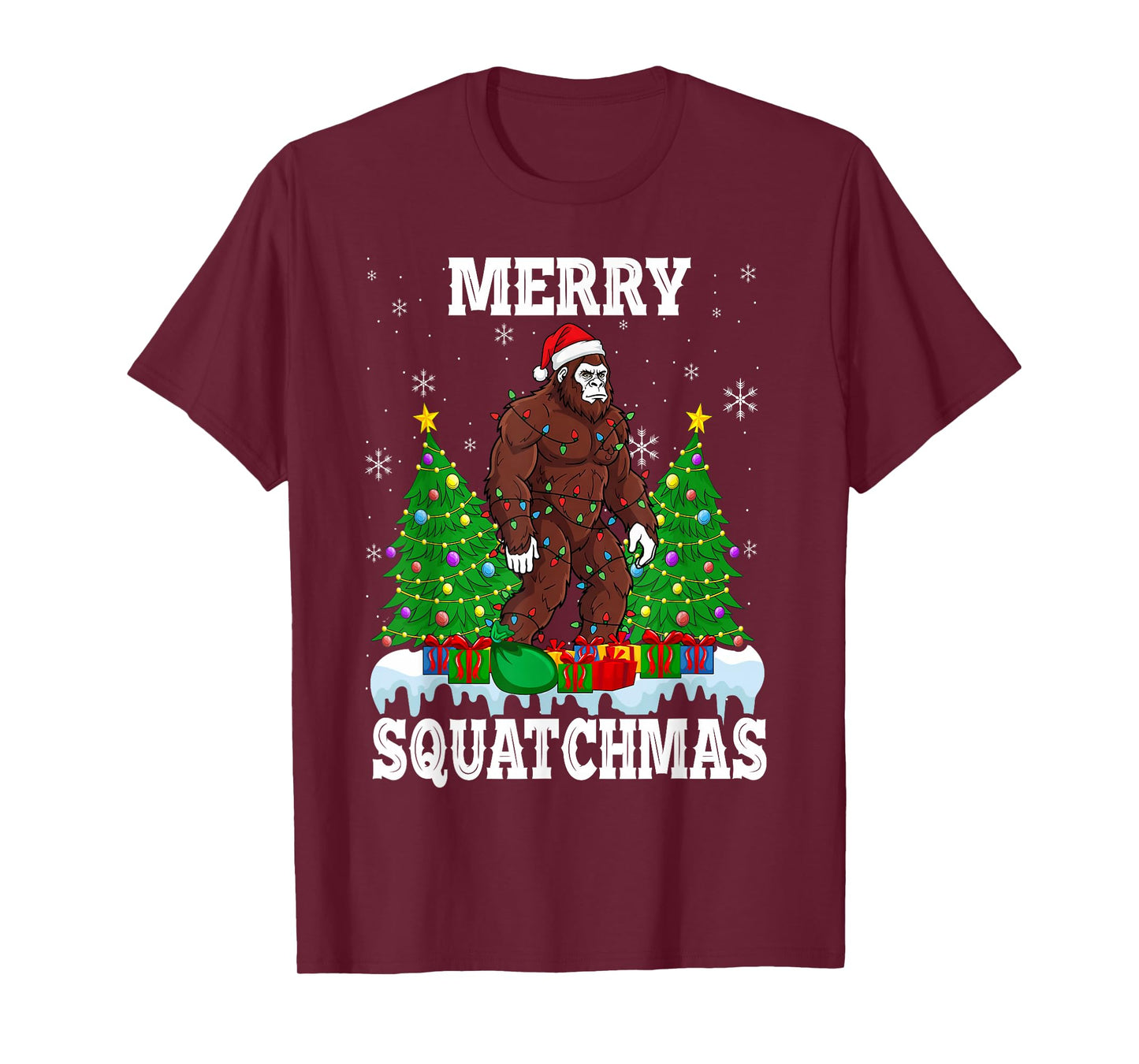 Merry Squatchmas Christmas Tree Santa Bigfoot Sasquatch T-Shirt