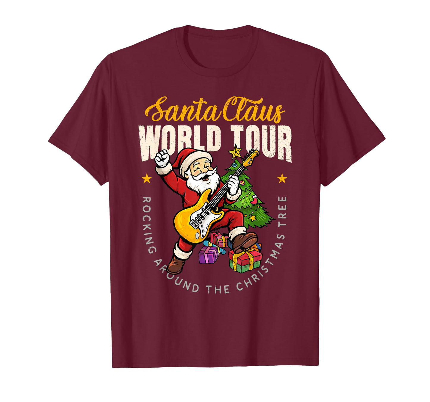 Santa Claus World Tour Rocking Around The Christmas Tree T-Shirt