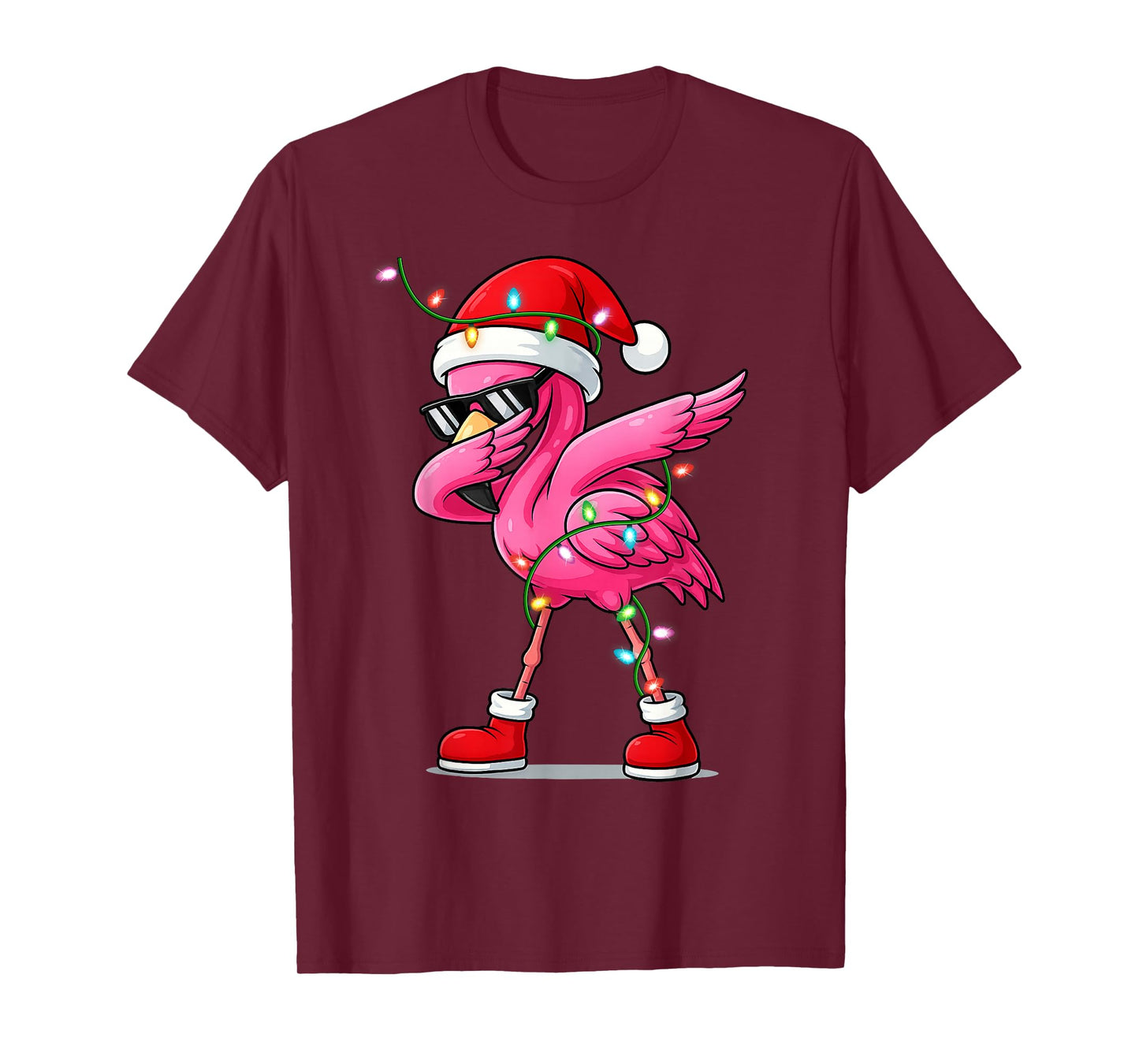 Dabbing Flamingo Squad Christmas Tee Santa Claus Xmas Gifts T-Shirt