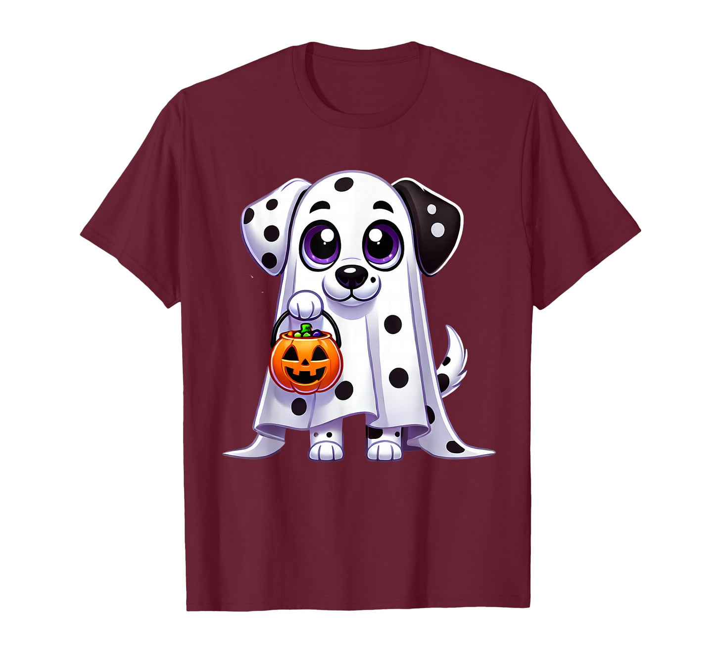 Dalmatian Ghost Halloween Dog Men Women Kids T-Shirt