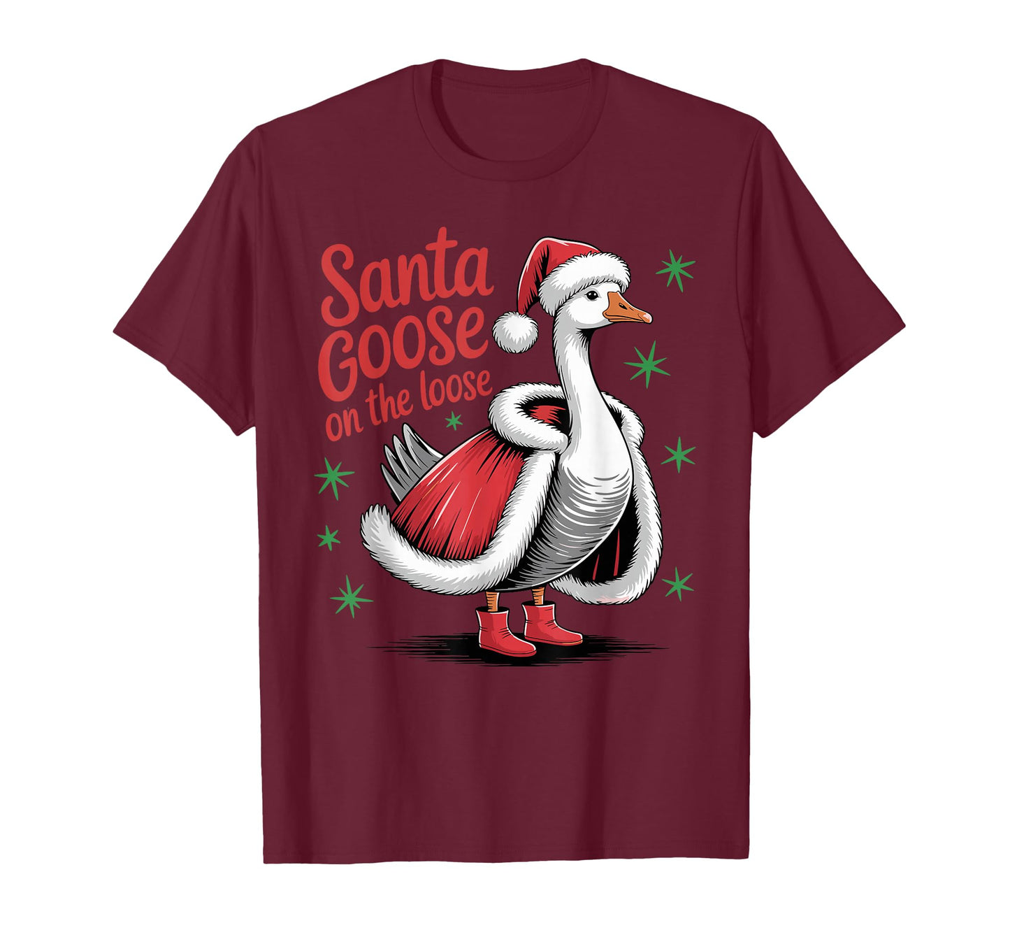 Santa Goose On The Loose Funny Christmas Goose X-Mas T-Shirt