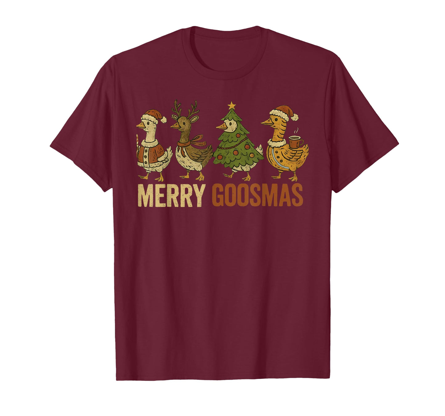 Merry Goosmas Duck Christmas Santa Reindeer Xmas Matching T-Shirt