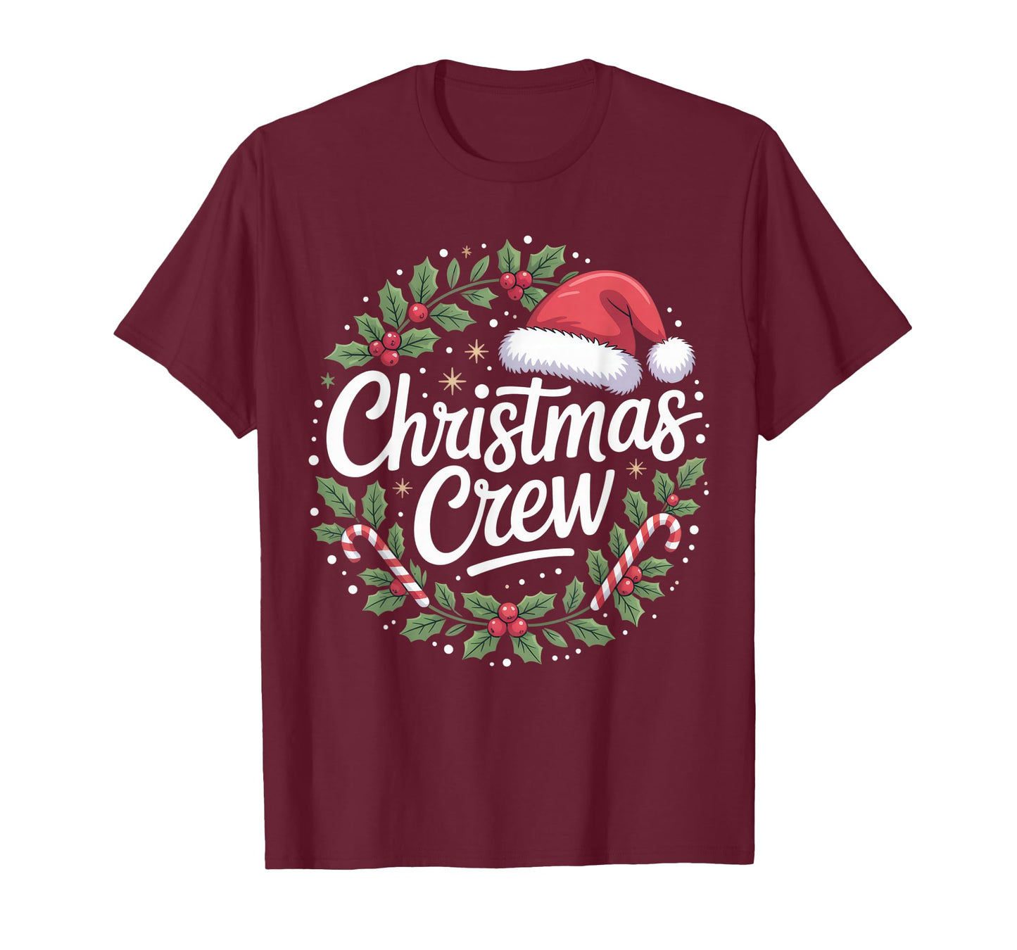 Christmas Crew Family Holiday Cheer Santa Hat Festive Design T-Shirt