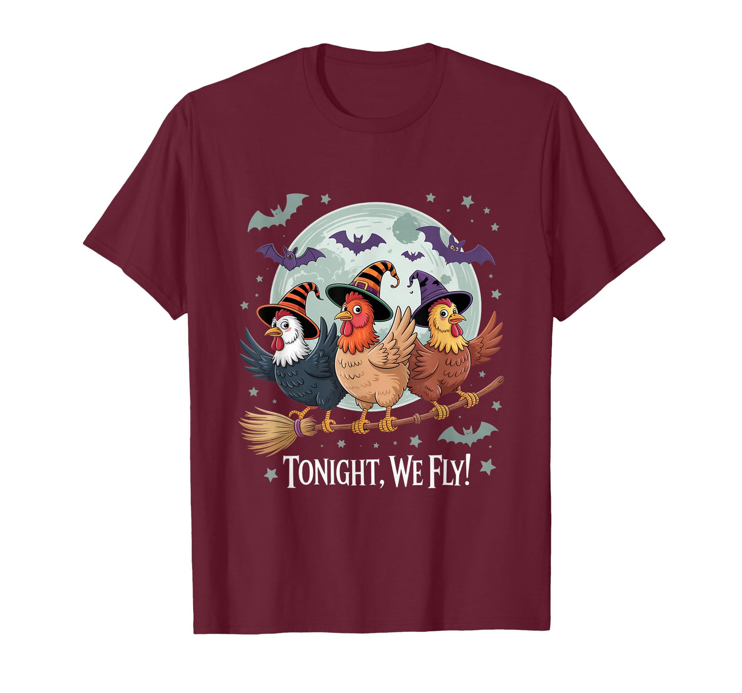 Tonight We Fly Funny Chicken Witches Spooky Farm Halloween T-Shirt
