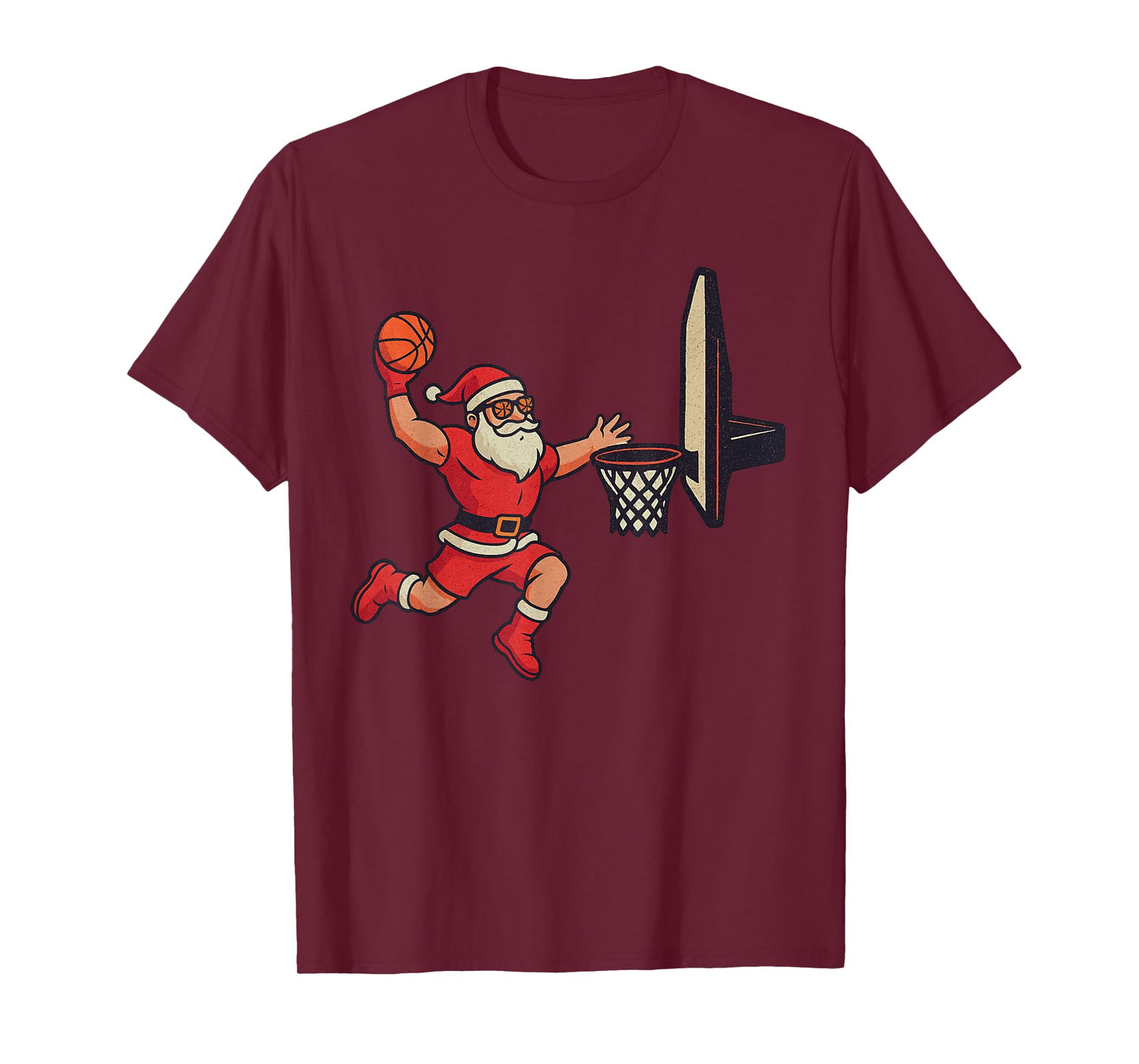 Santa Claus Playing Basketball Xmas Holiday Funny Christmas T-Shirt