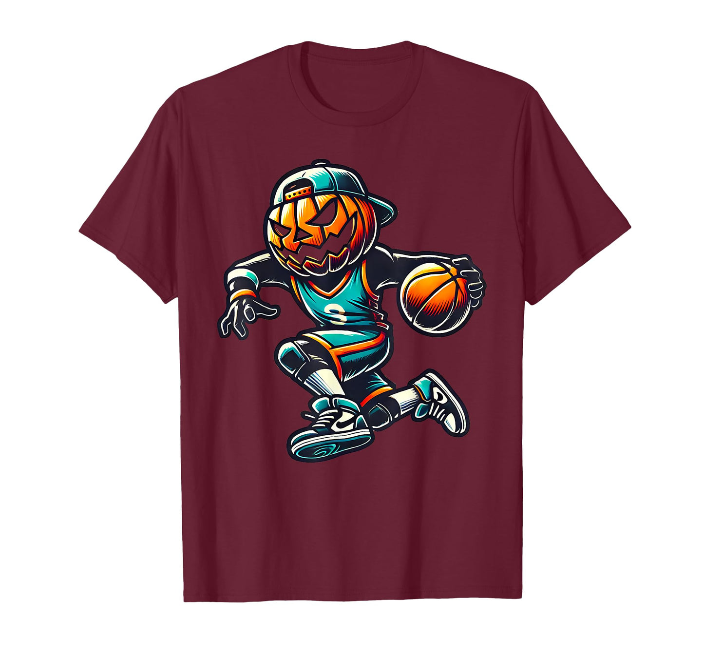 Jack O Lantern Basketball Sport Team Pumpkin Funny Halloween T-Shirt