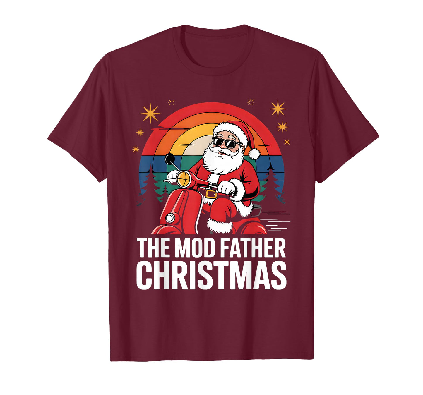 Funny Santa On Motorbike for Mods The Mod Father Christmas T-Shirt