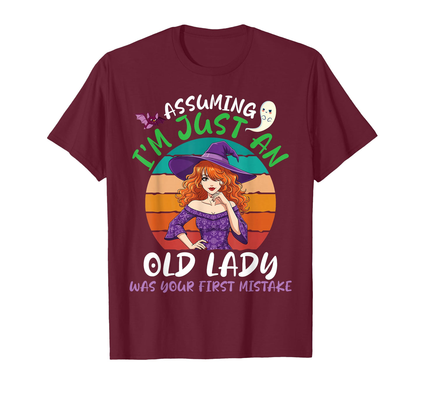 Assuming I'm Just an Old Lady Witch Halloween Vintage Funny T-Shirt
