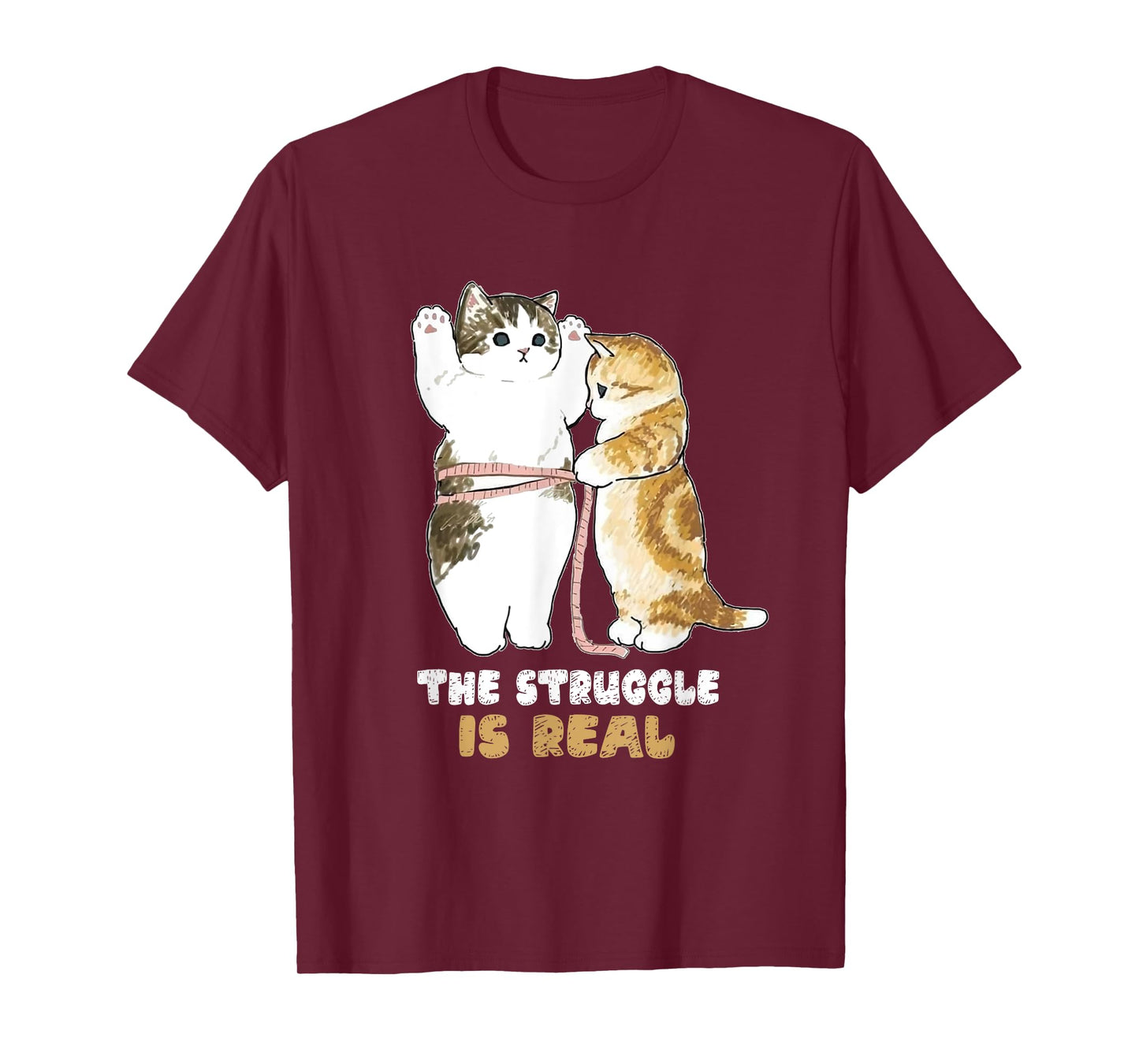 Cats The Struggle is Real Gym Fitness Funny Cat Training T-Shirt for Men Women