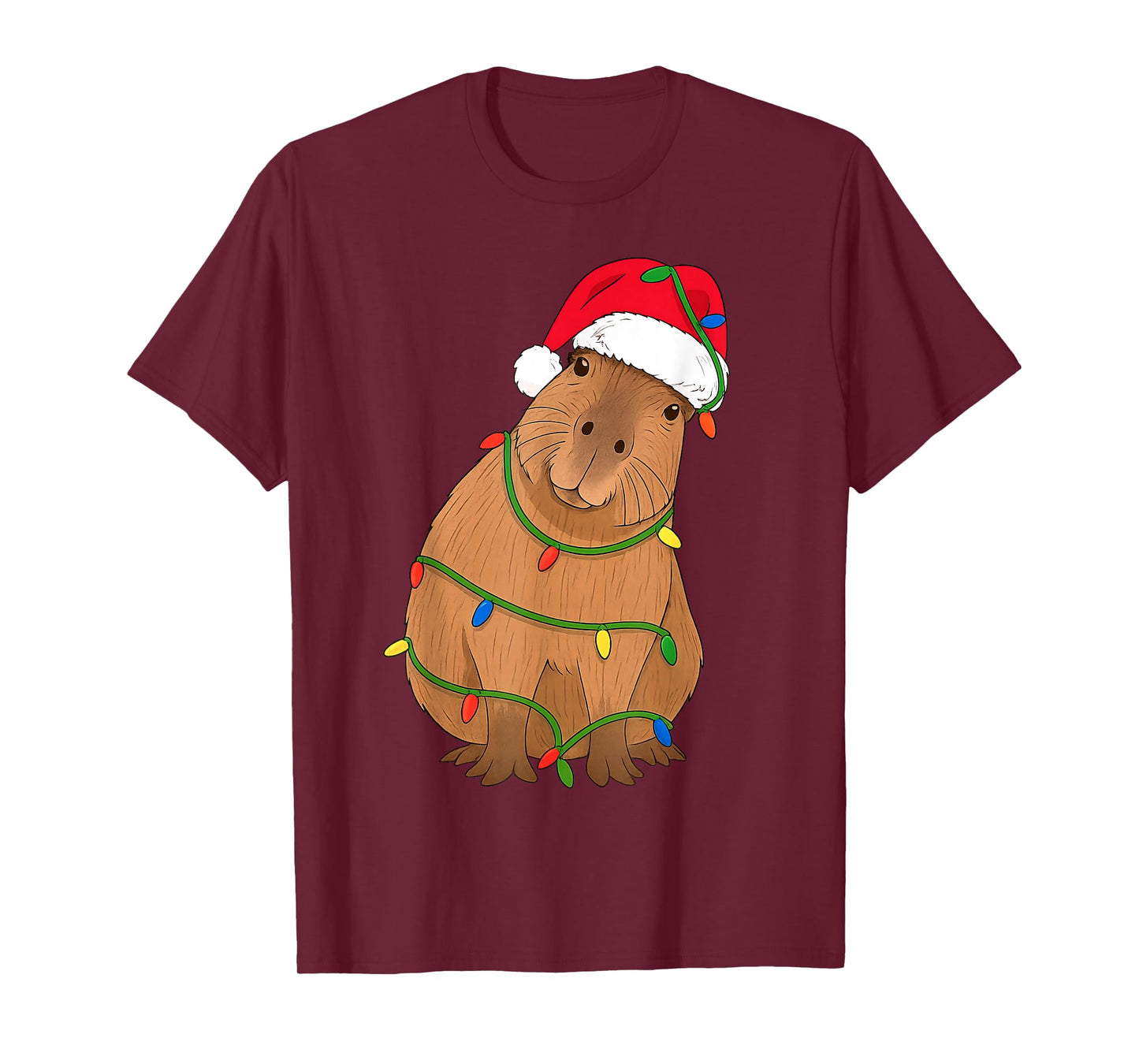 Capybara Christmas Tree Lights Holiday Animal Lover T-Shirt