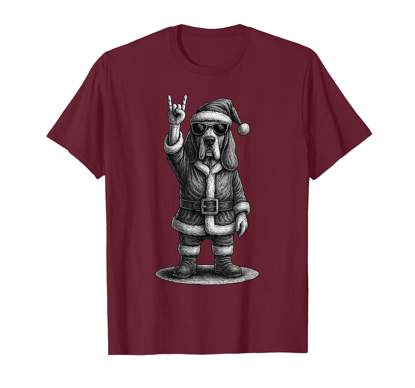 Basset Hound Rock Music Christmas Dog Lover T-Shirt