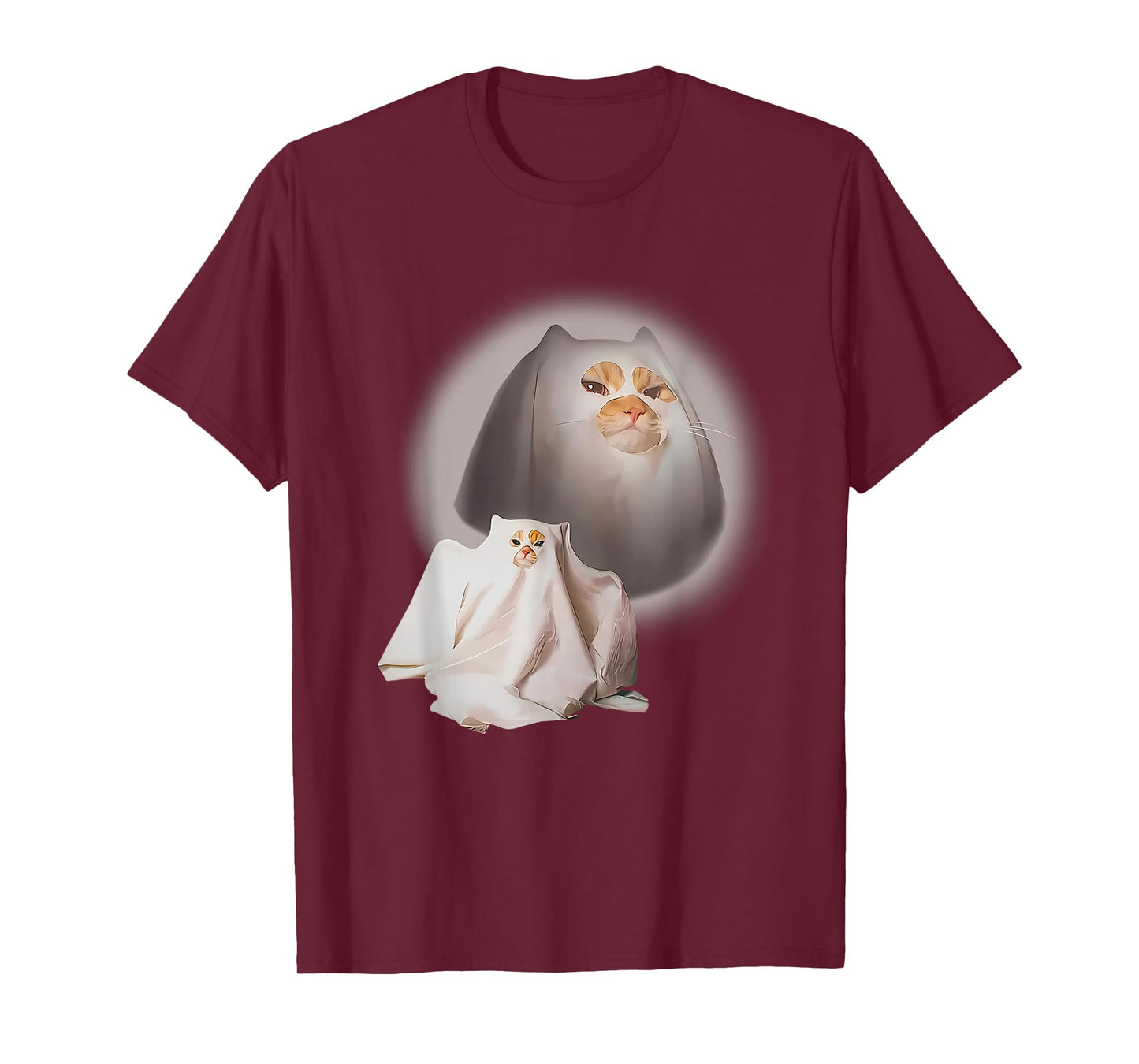 Ghost Cat Meme Funny Halloween Men Women Kids T-Shirt